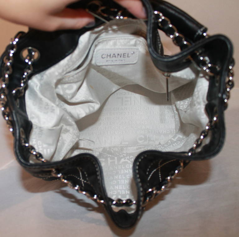 Chanel Black Lambskin Small Bucket Handbag - circa 2007 In Excellent Condition In West Palm Beach, FL