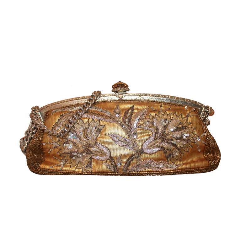 HERMES Egee Taupe Tan Ficelle Lizard Exotic Leather Silver Chaine Clutch  Bag For Sale at 1stDibs