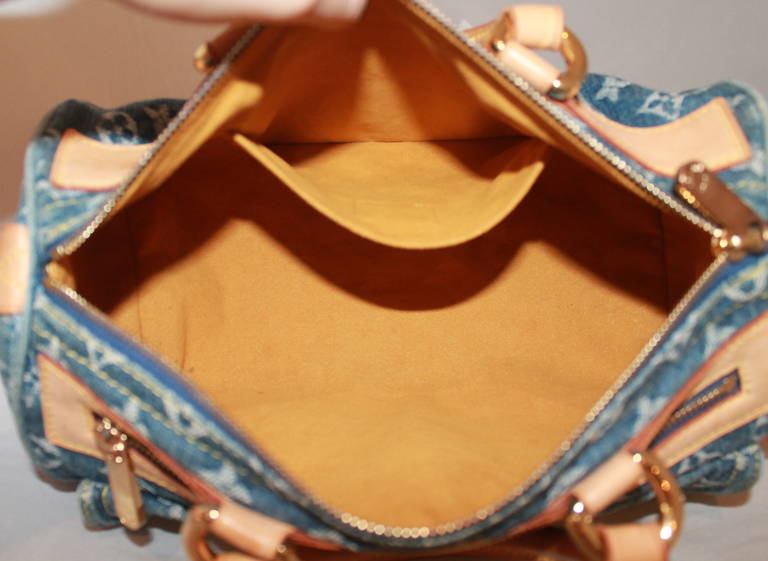 Women's Louis Vuitton Blue Denim Neon Speedy Handbag