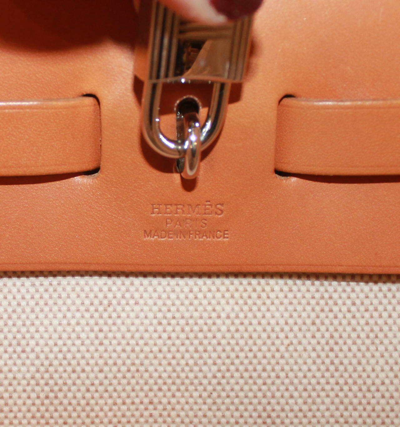 Women's Hermes Gold Leather Tan & Black Canvas 