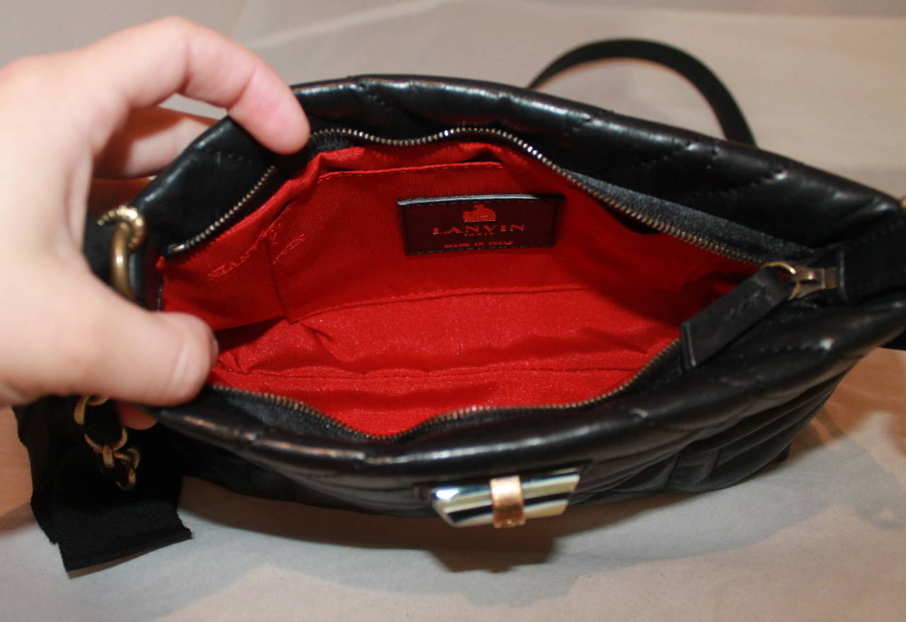 Lanvin Black Quilted Leather Cross Body Handbag 1