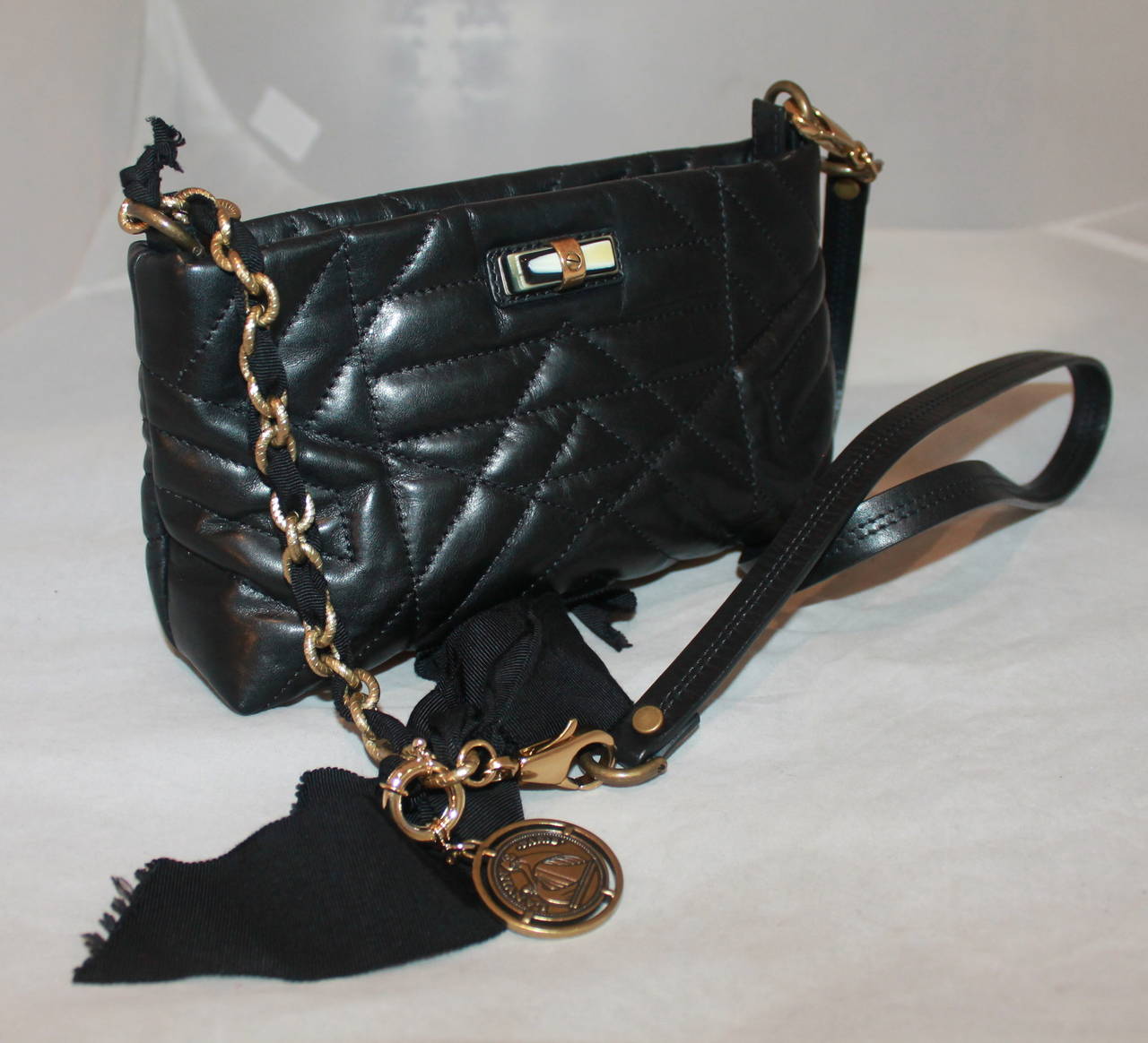 Women's Lanvin Black Quilted Leather Cross Body Handbag