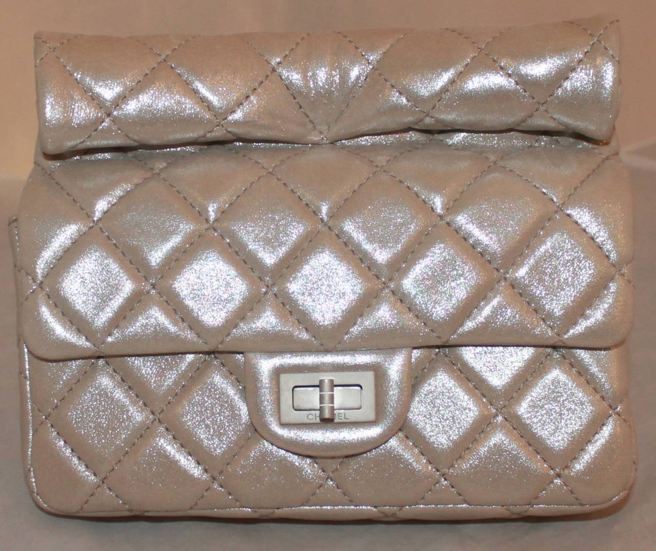Brown Chanel Iridescent Nude Reissue Style Roll Clutch - circa 2013