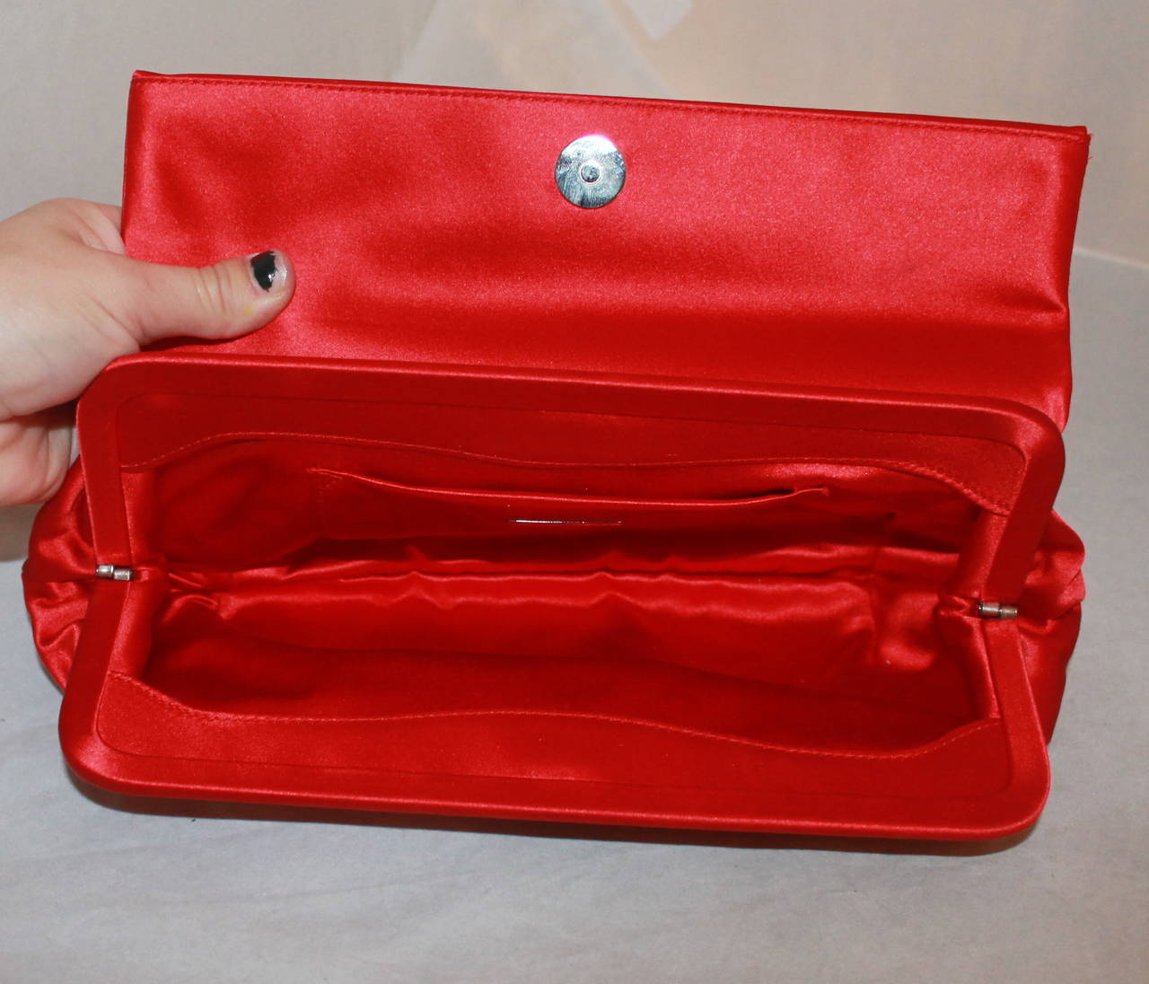 Women's Ralph Lauren Collection Red Satin Clutch - Retail $2100