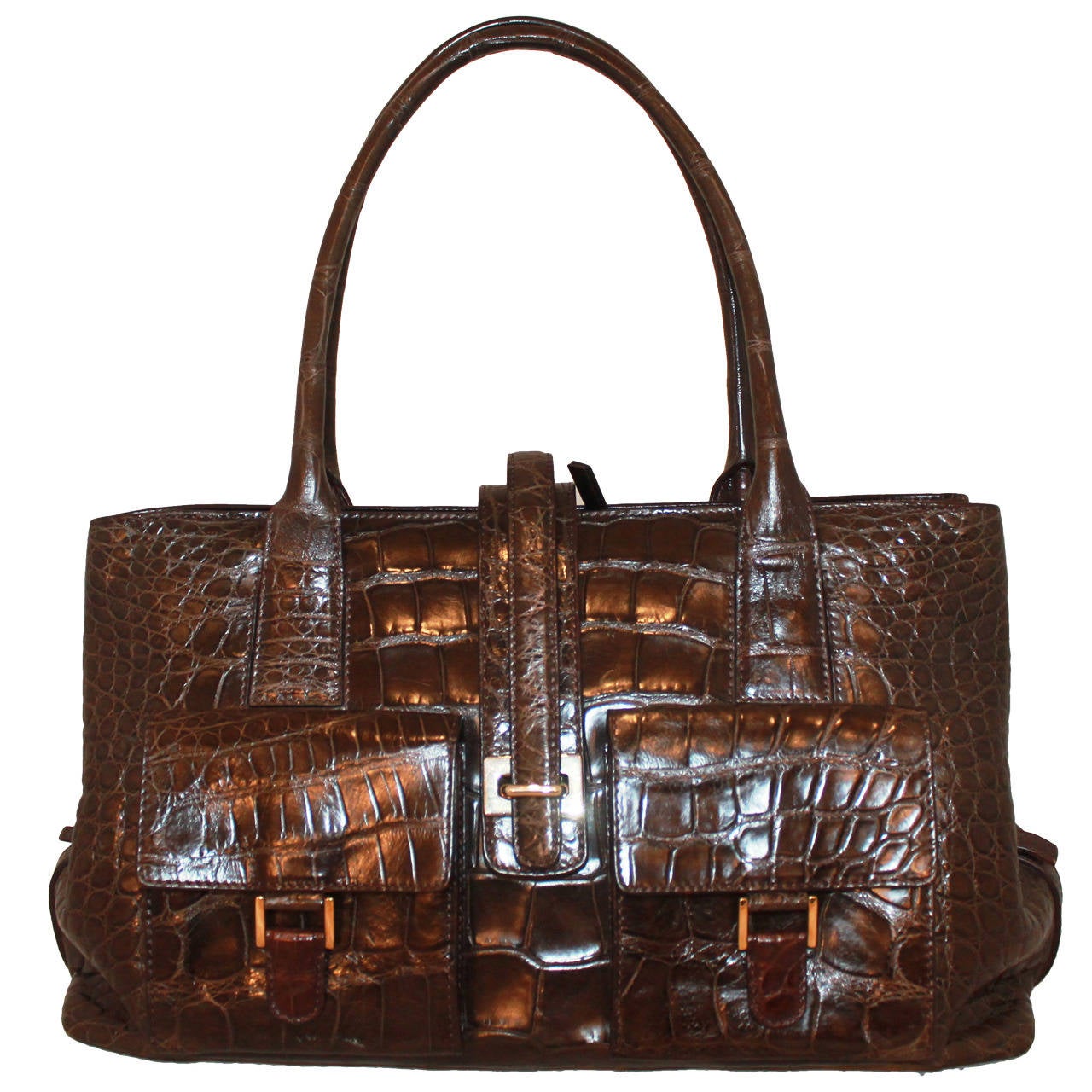 Oscar De La Renta Brown Alligator Handbag - Runway Piece circa 2005