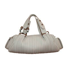Bulgari Ivory Leather "Pleat" Style Handbag