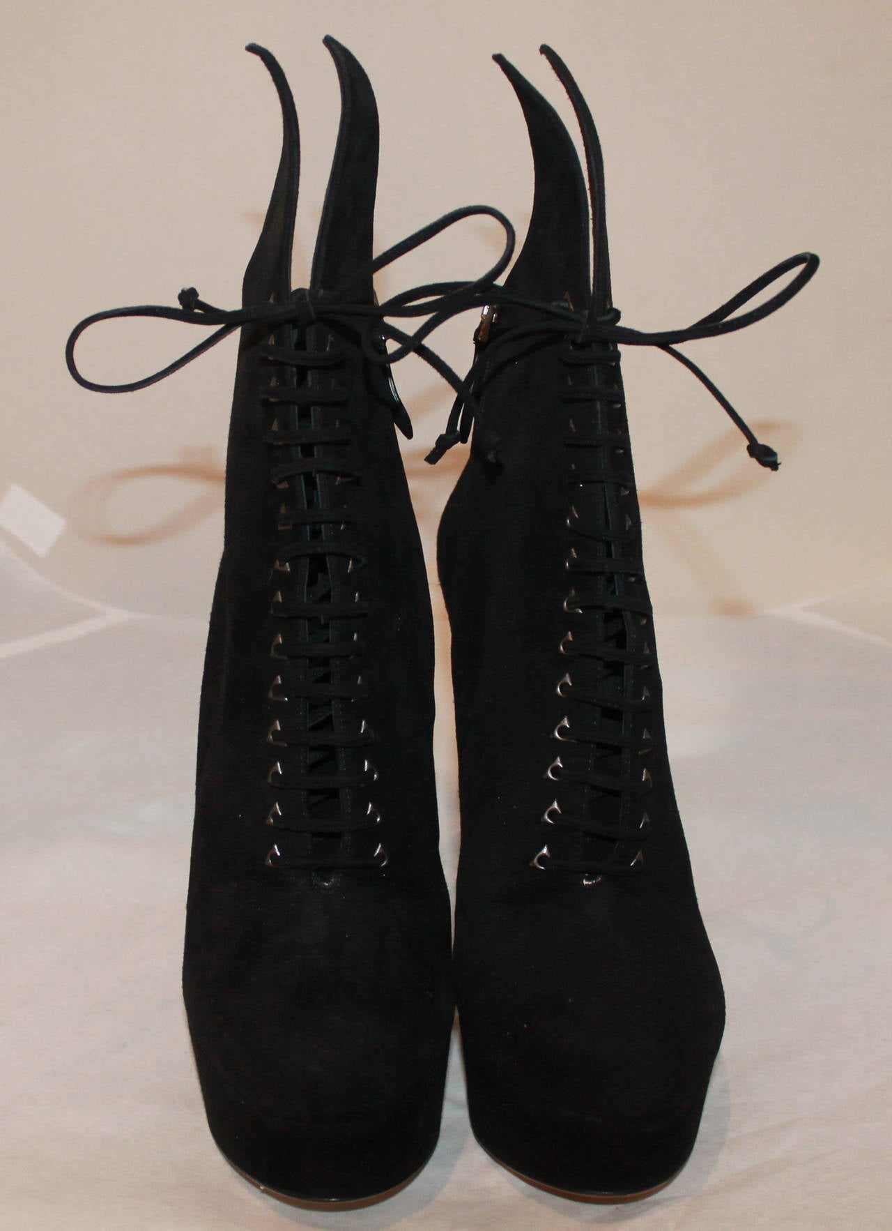 Alaia Black Suede Lace Up Platform Bootie - 40.5 - $ Retail. These boots are in impeccable condition and come with its box and dusters.