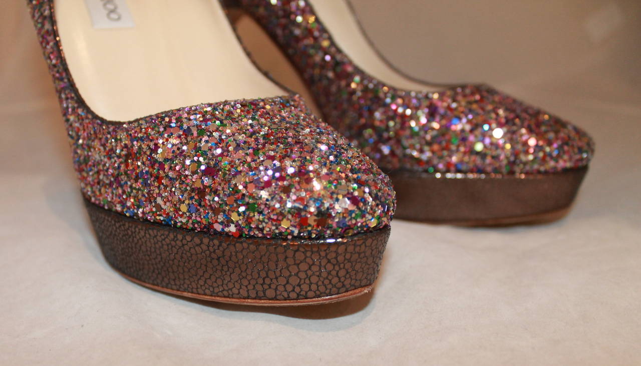 Jimmy Choo Metallic Pink Sparkle Shoes - 39