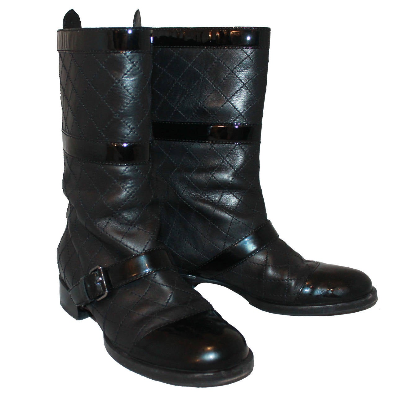 Chanel Black Quilted Boots with Box - 38