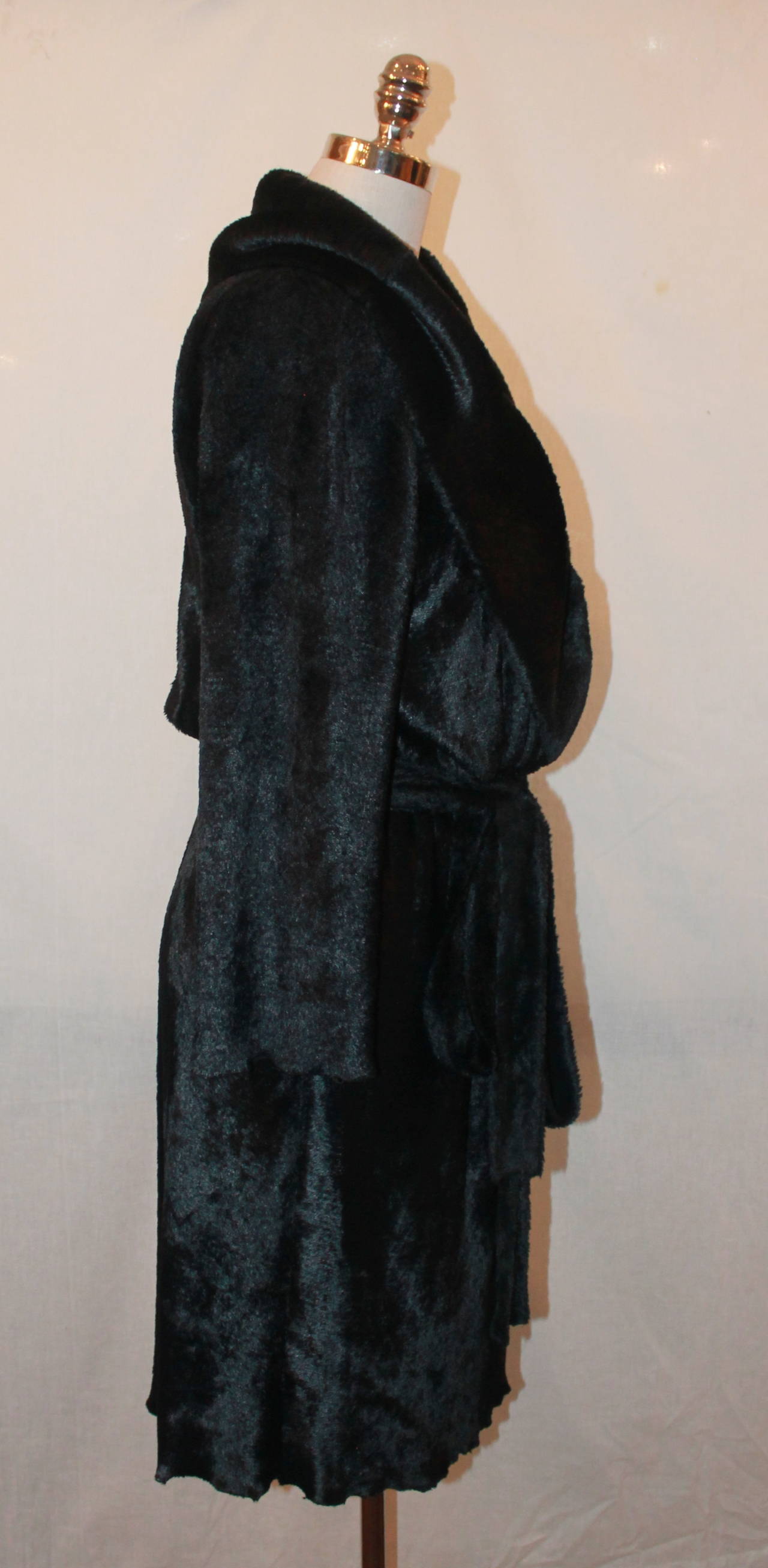 Alaia Black Viscose Blend Wrap Dress/Coat - M In Excellent Condition In West Palm Beach, FL