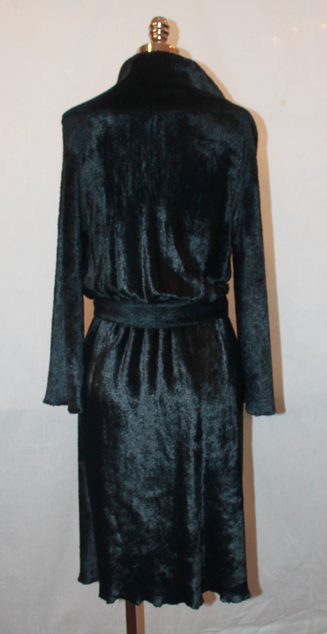 Women's Alaia Black Viscose Blend Wrap Dress/Coat - M