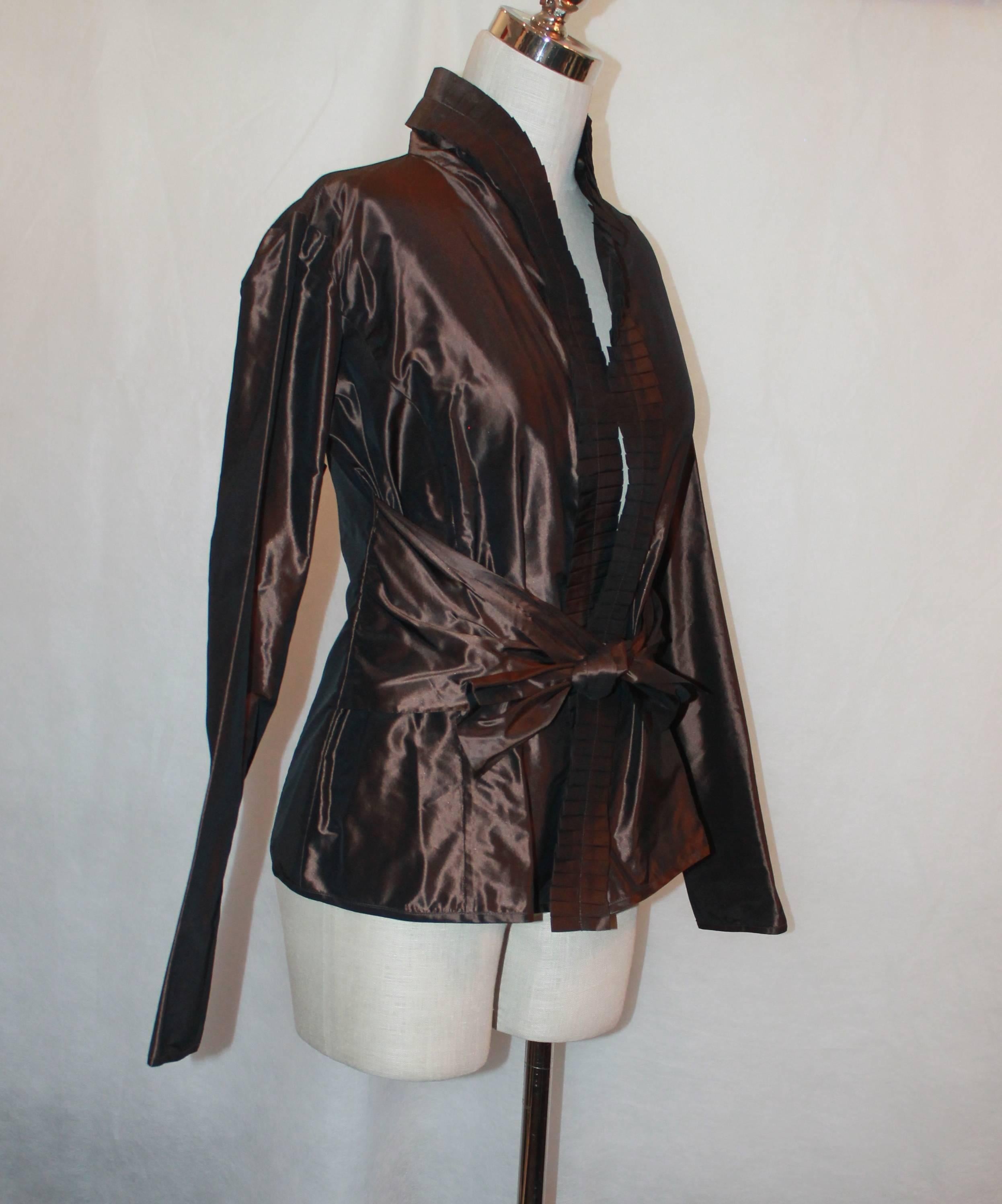 taffeta wrap blouse