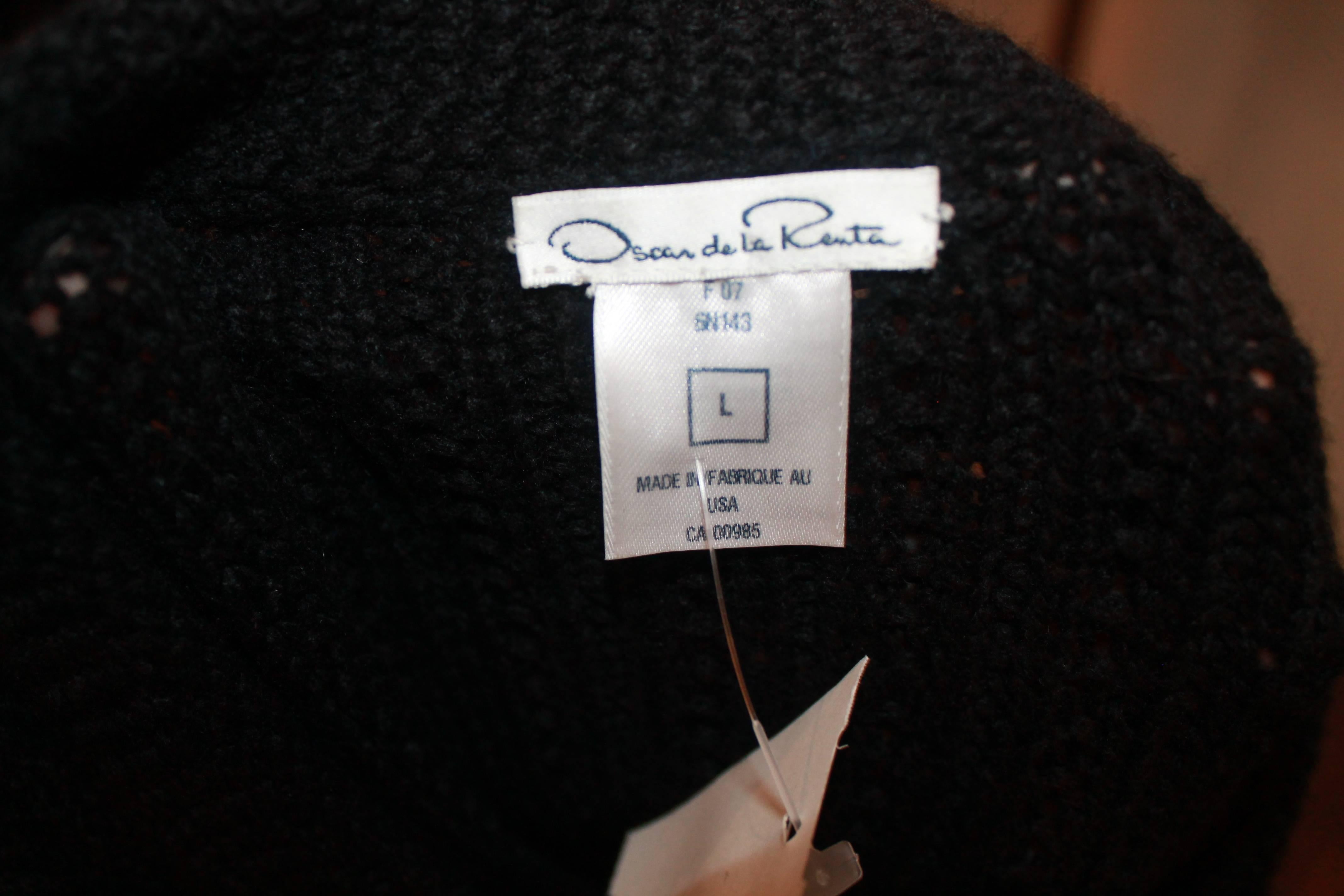 Oscar de la Renta Black Cashmere Knitted Heavy Sweater - Large 1