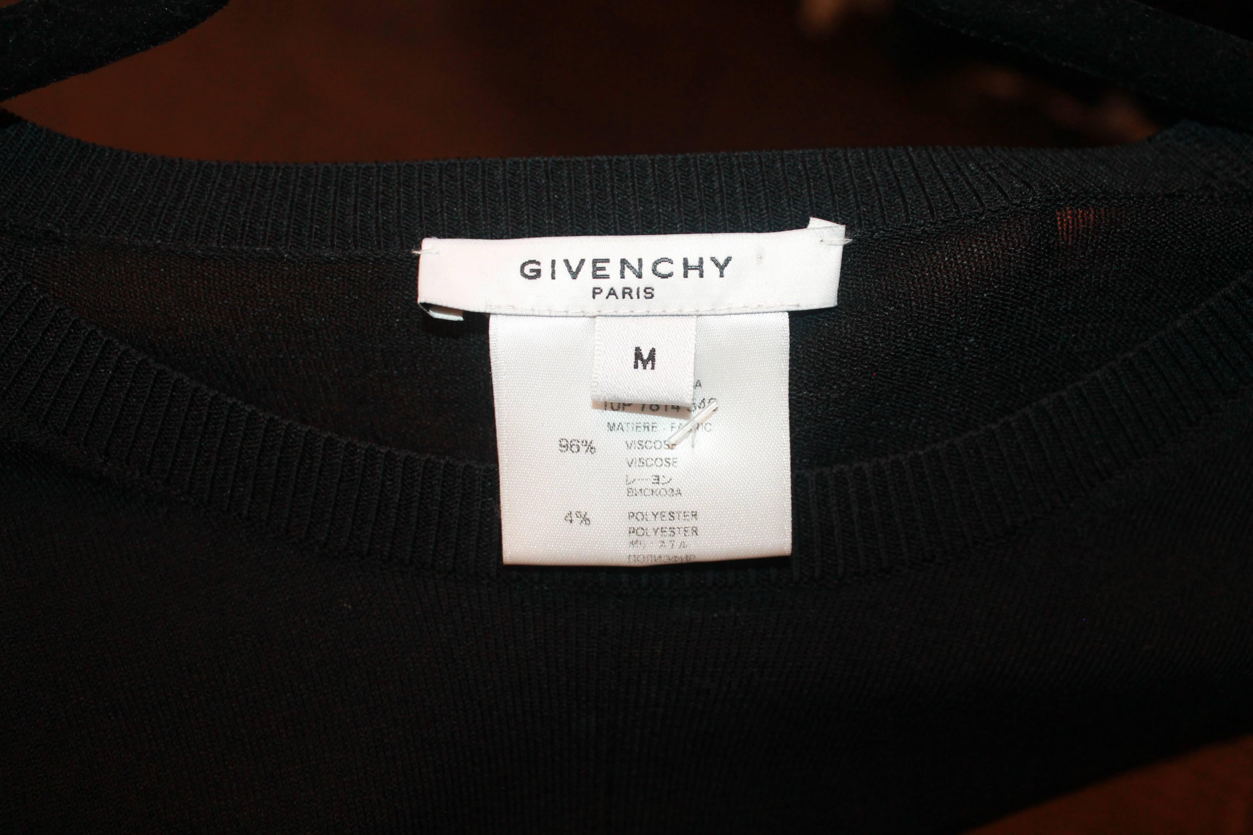 Givenchy Black Long Sleeved Sweater w/ Peplum Back - Medium 2