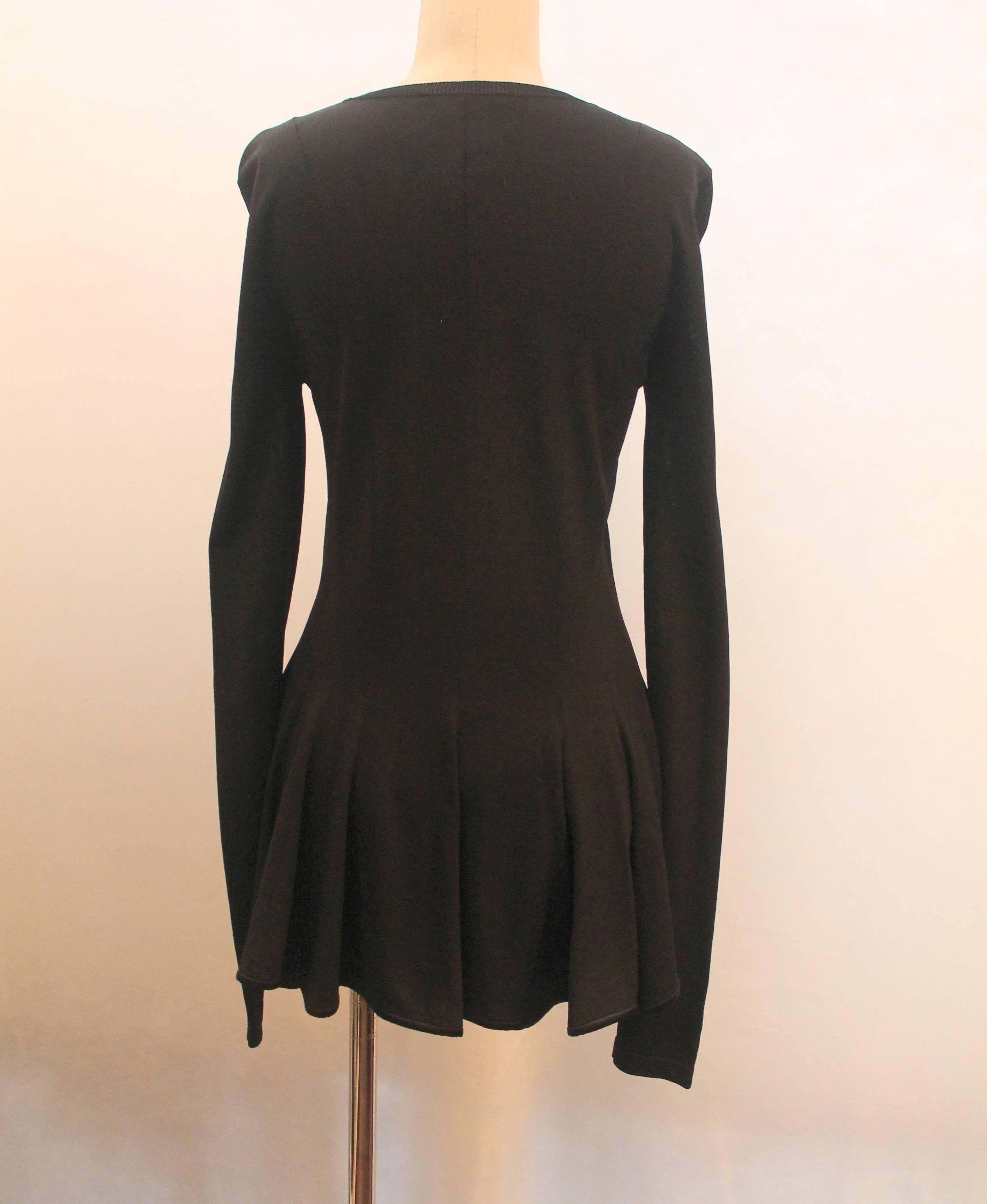 Women's Givenchy Black Long Sleeved Sweater w/ Peplum Back - Medium