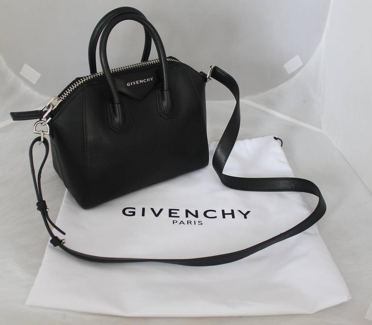 Givenchy Black Leather Mini Antigona Top Handle Crossbody Bag - SHW at 1stdibs
