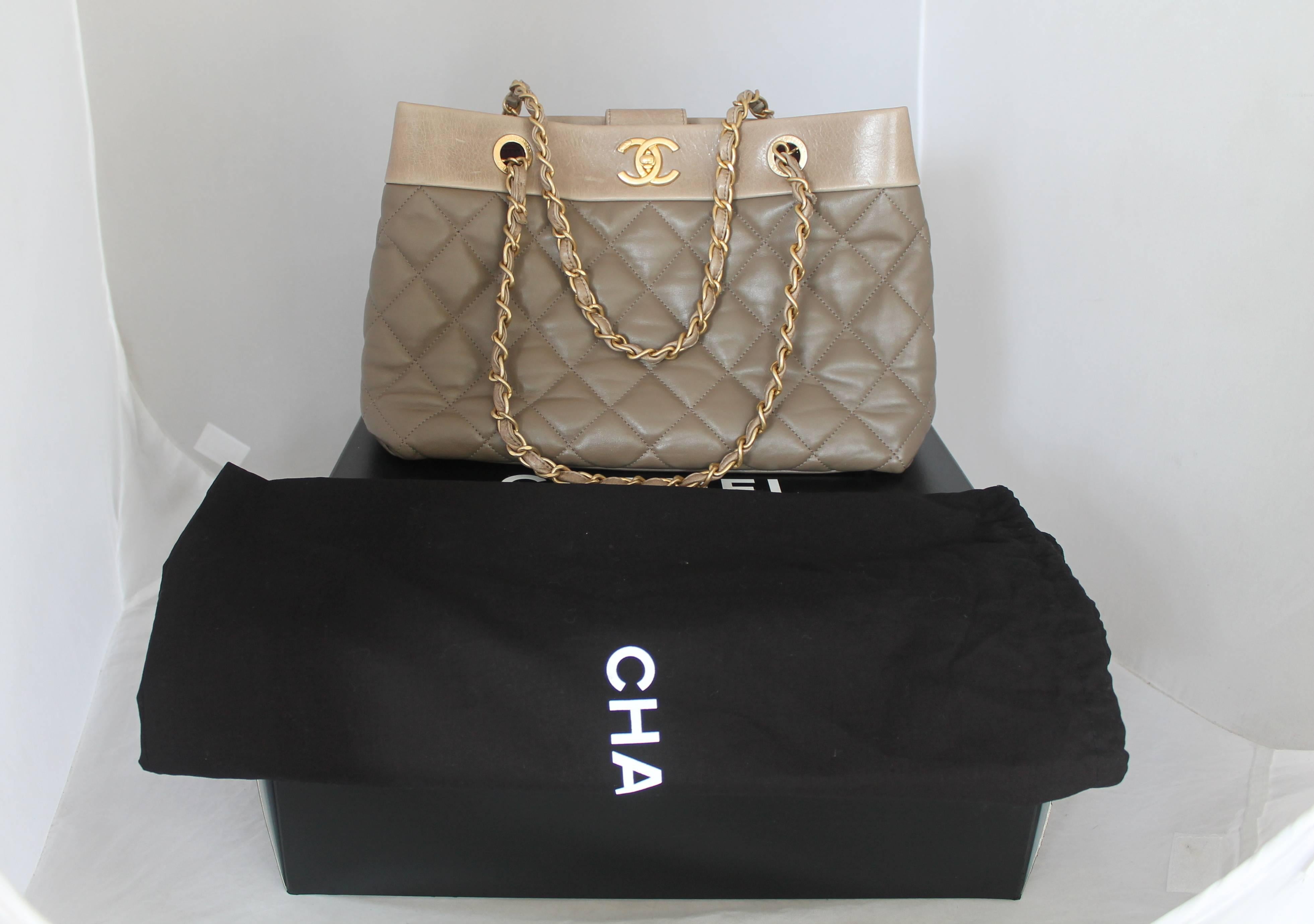Chanel 2013 Taupe Soft Elegance Tote Shoulder Bag - GHW 4