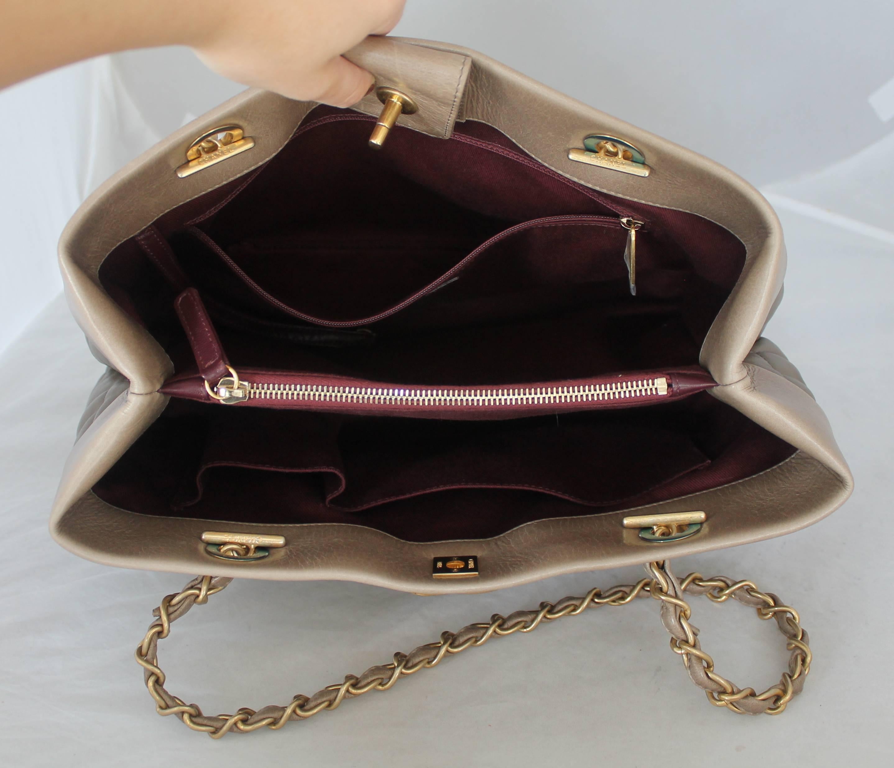 Chanel 2013 Taupe Soft Elegance Tote Shoulder Bag - GHW 2