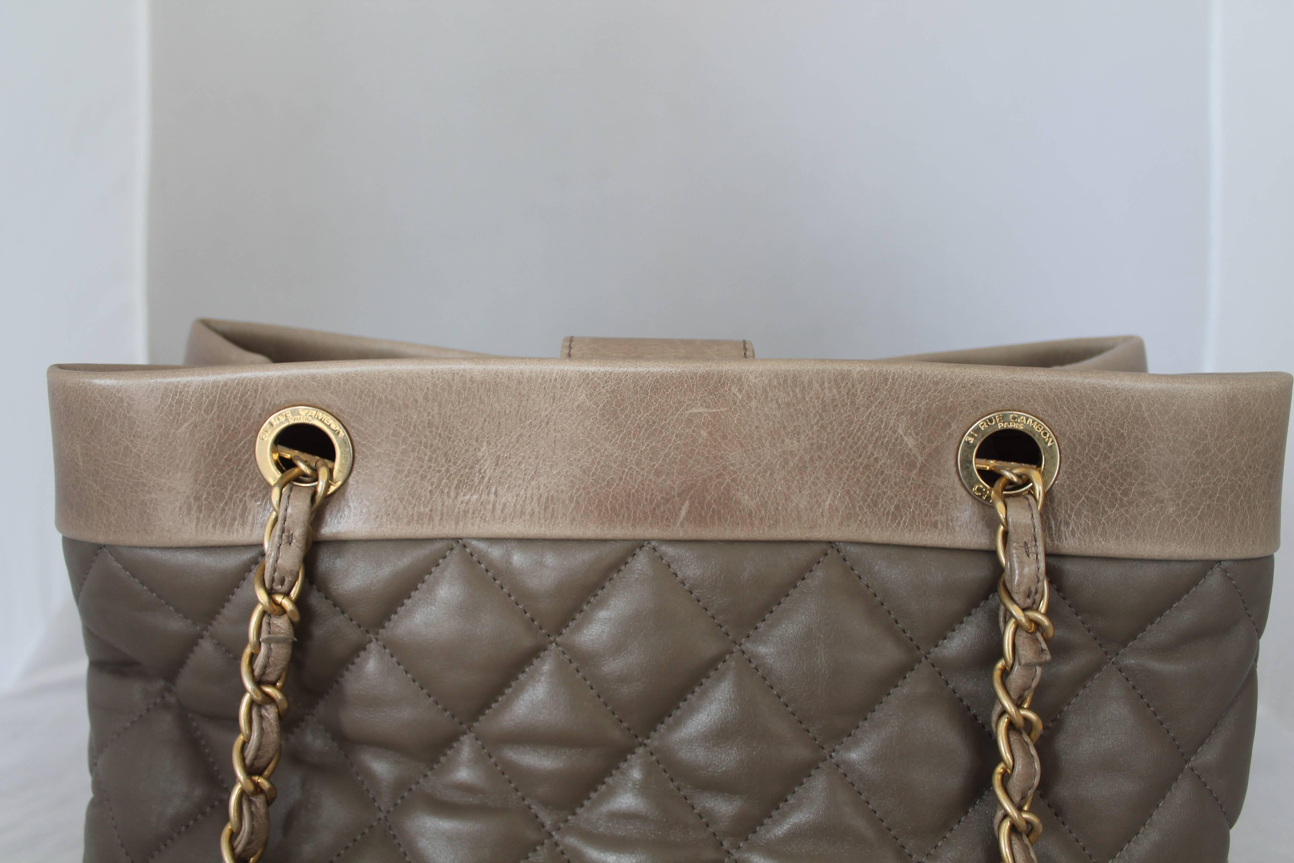 Chanel 2013 Taupe Soft Elegance Tote Shoulder Bag - GHW 1