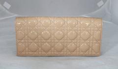 Dior Tan Patent Quilted Clutch with Chain Strap & Dior Charms - GHW