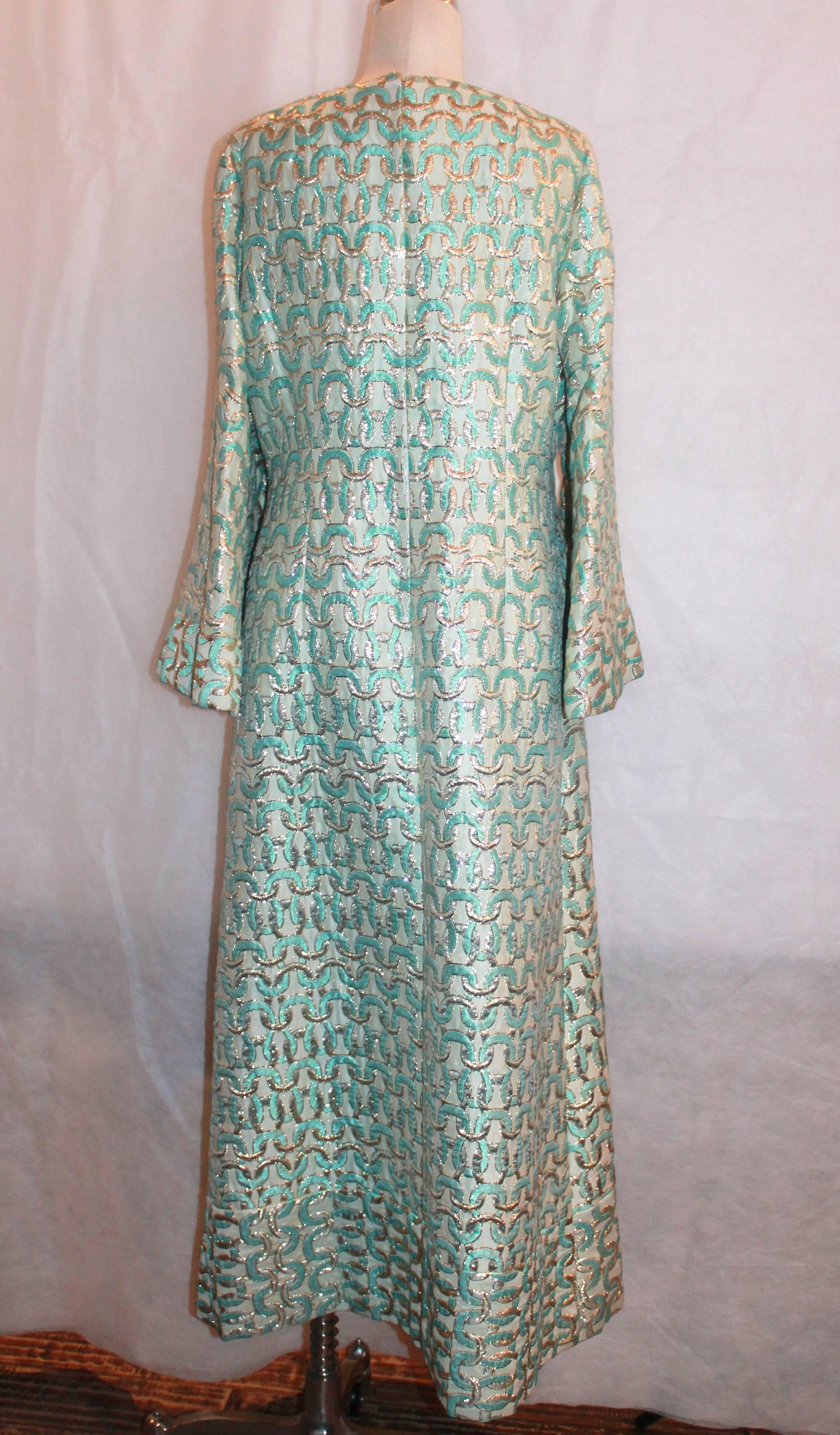 long sleeve brocade dress