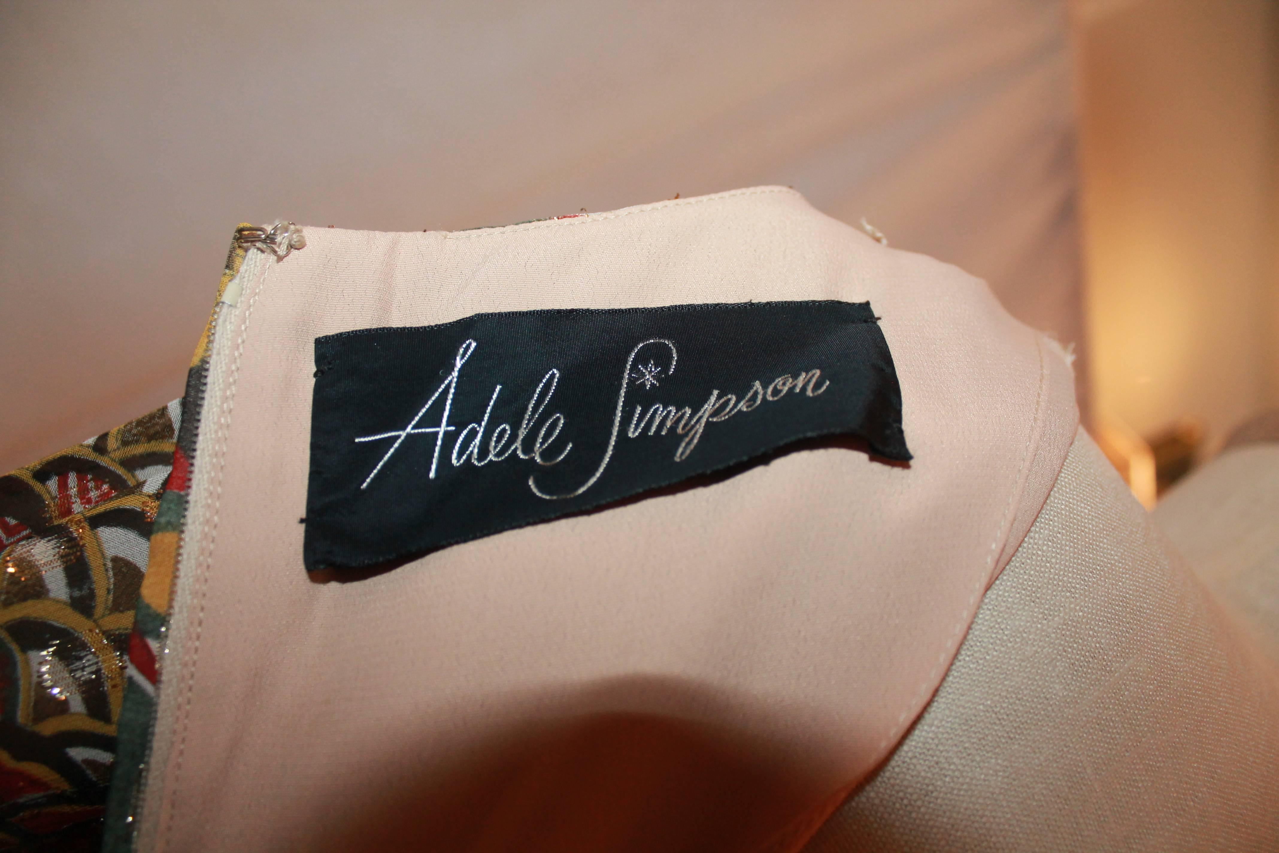 Adele Simpson Vintage Multi Color Mod Brocade Long Sleeve Dress, 1950s  2