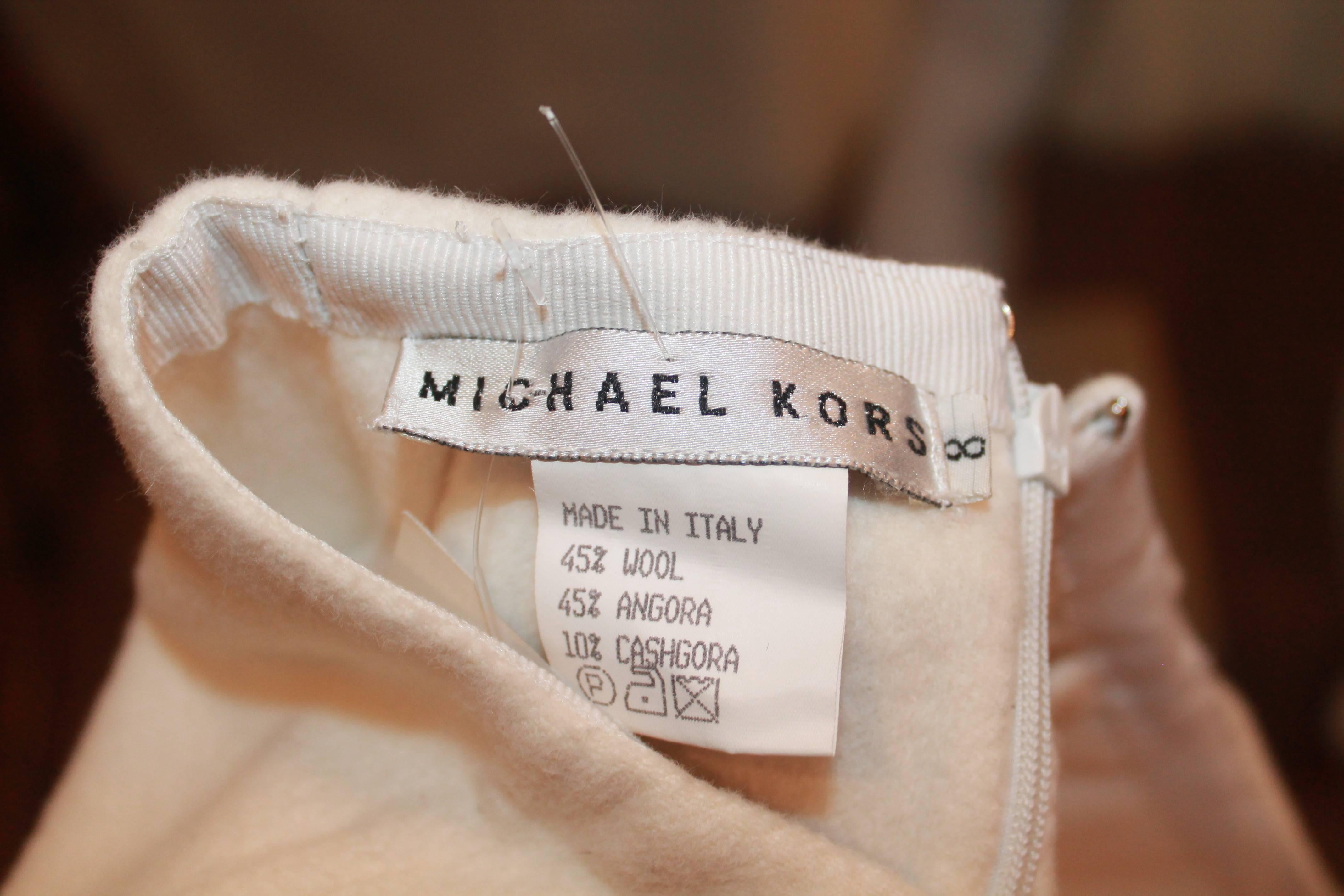 Michael Kors 1990's Vintage Ivory Cashmere Coat & Maxi Skirt Set - L 4