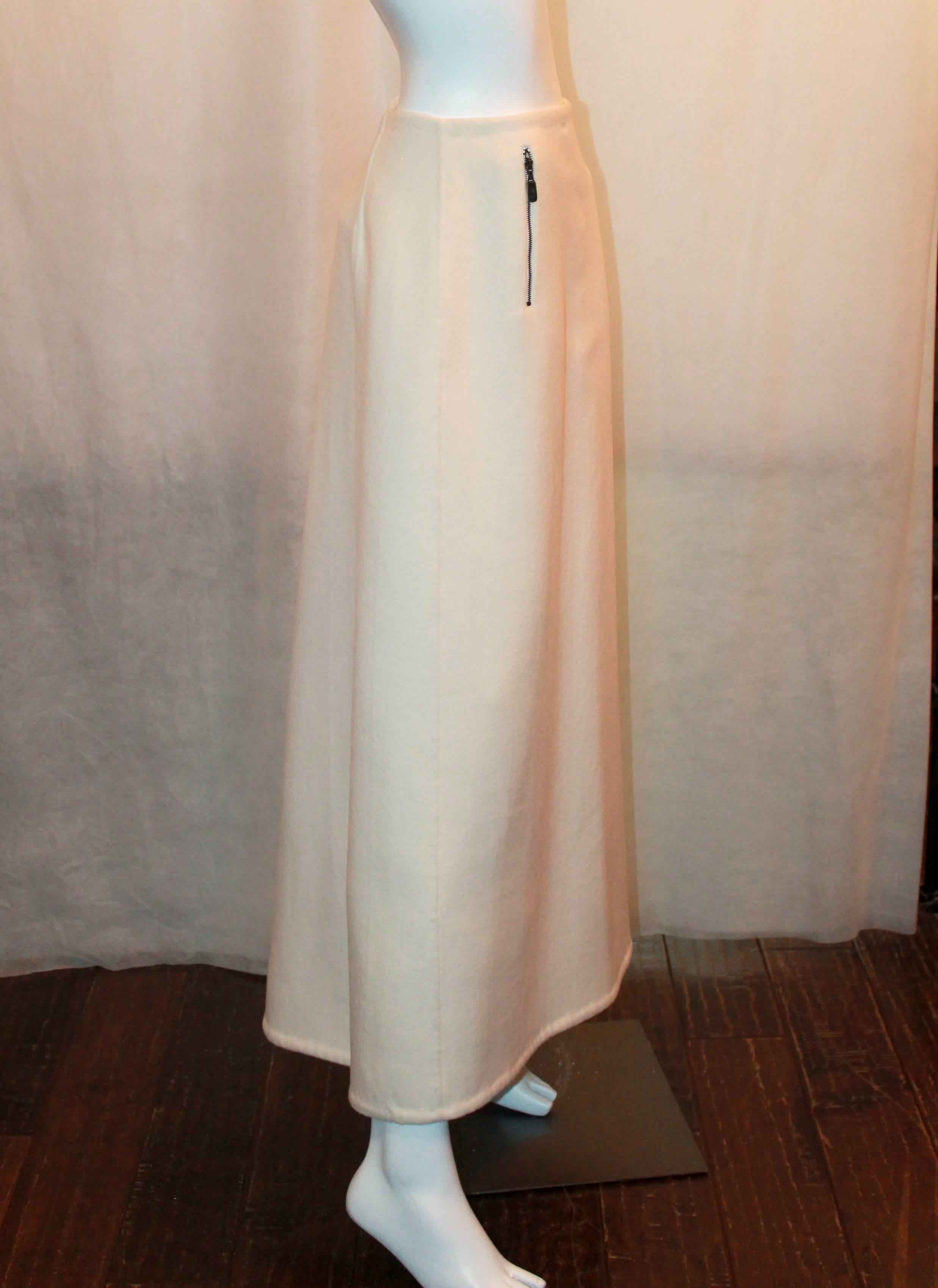 Michael Kors 1990's Vintage Ivory Cashmere Coat & Maxi Skirt Set - L 2