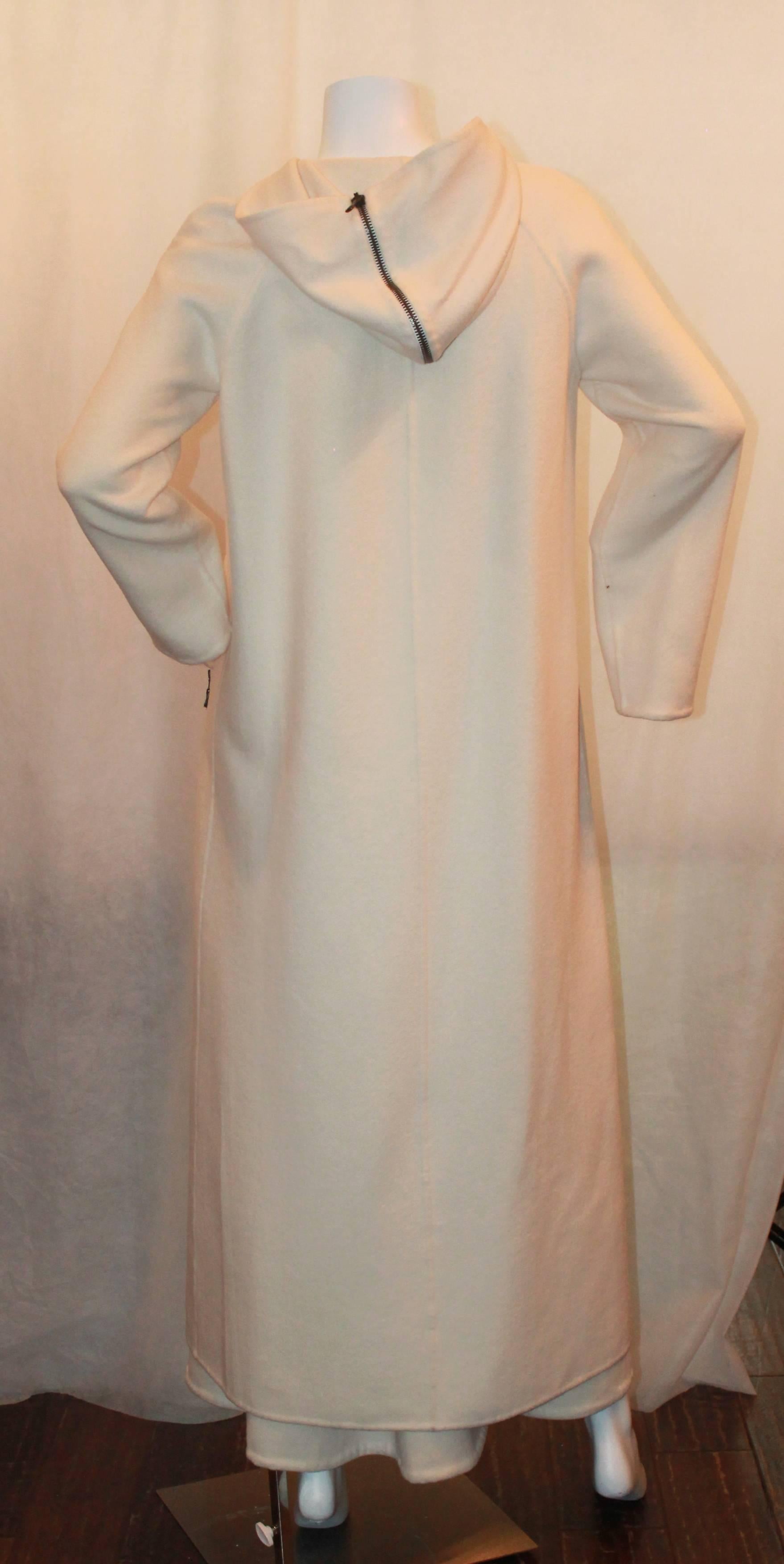 Beige Michael Kors 1990's Vintage Ivory Cashmere Coat & Maxi Skirt Set - L