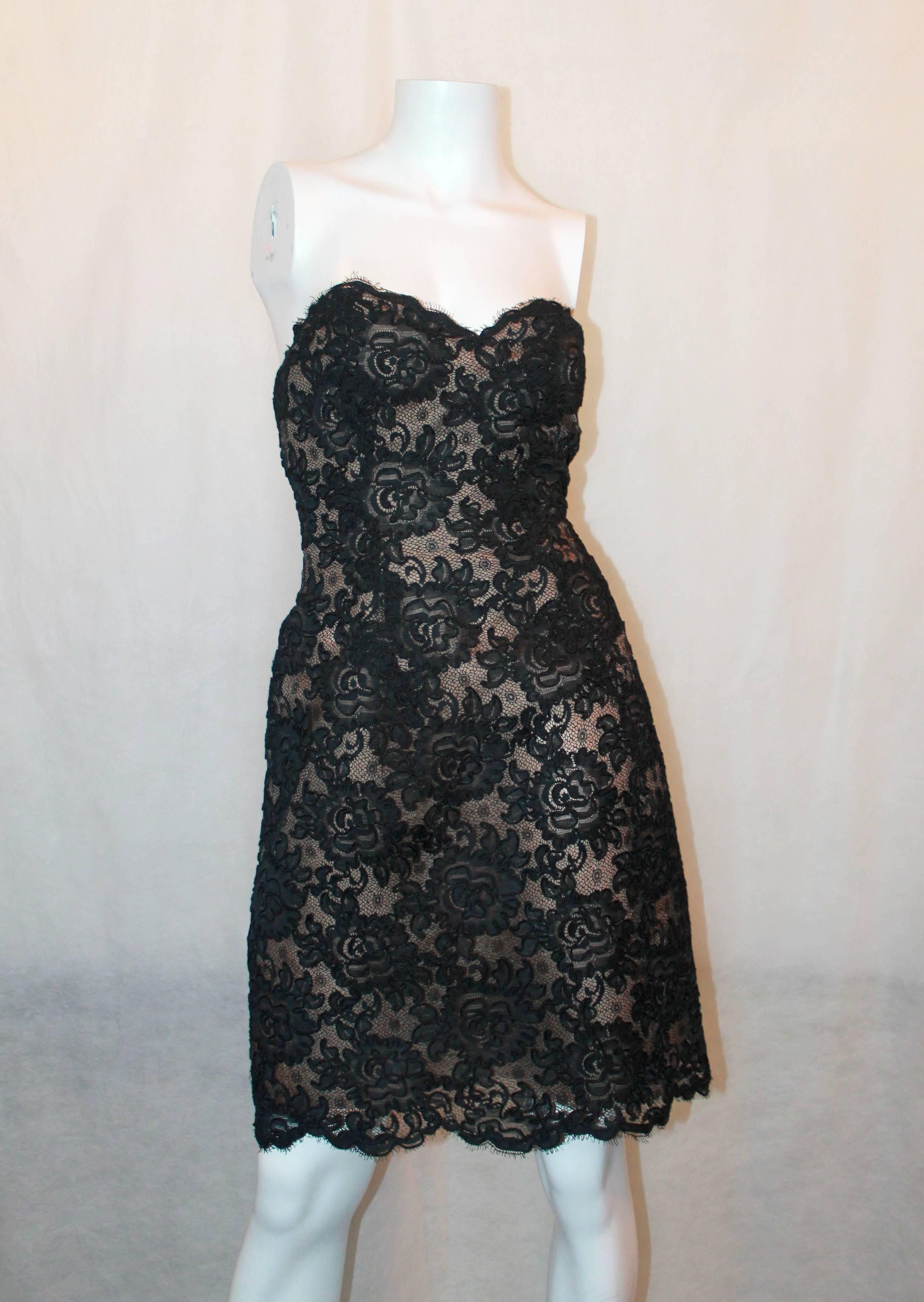 Oscar de la Renta 1990's Vintage Black Lace Soutache Dress & Coat - M 1