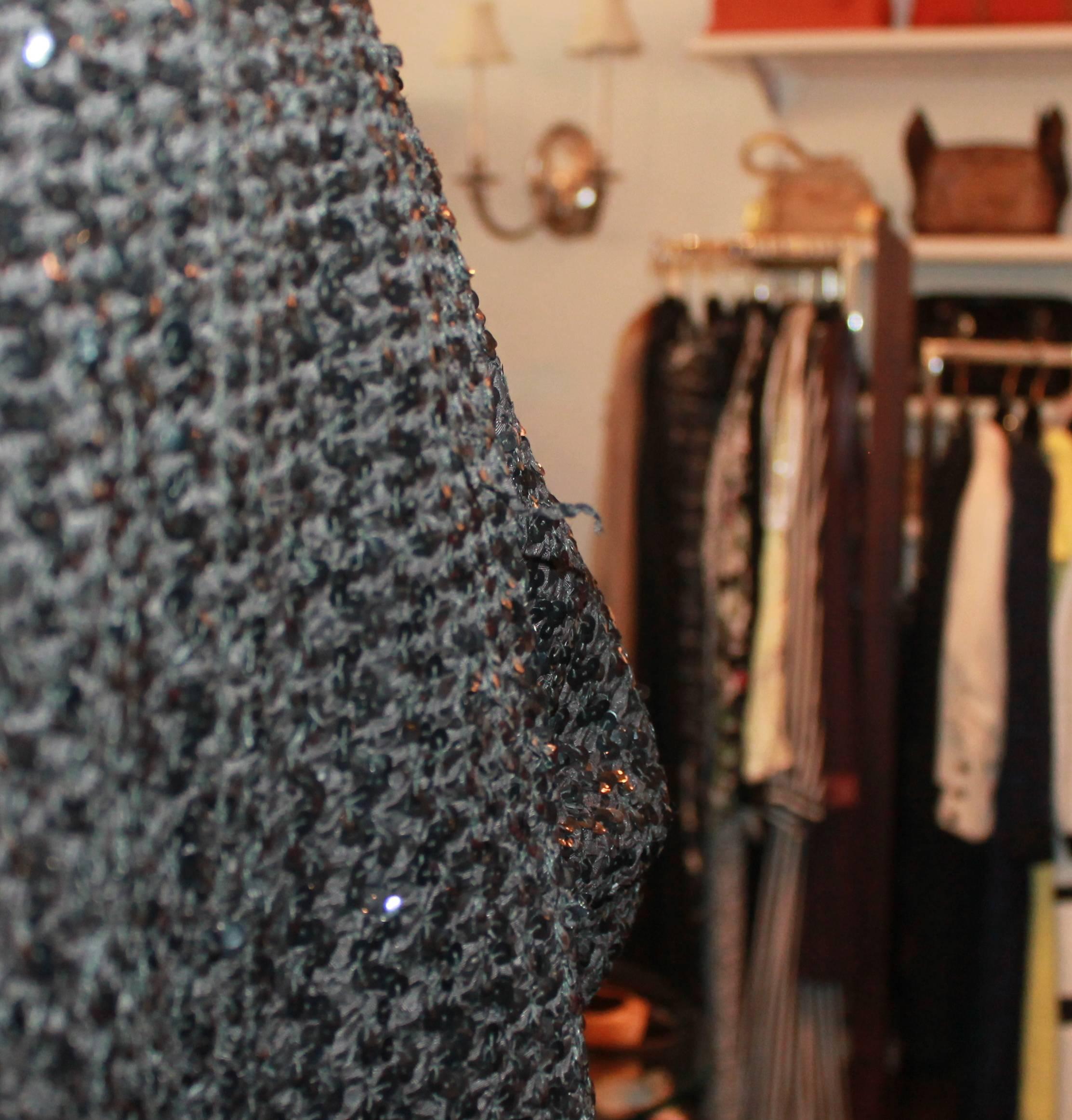 1960's Vintage Black Sequin 3/4 Coat - S 2