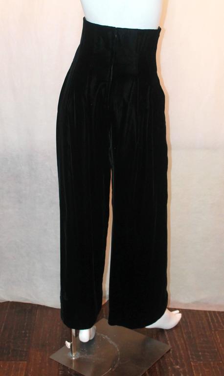 Victor Costa 1970's Vintage Black Velvet High-Waisted Palazzo Pants - 4 ...