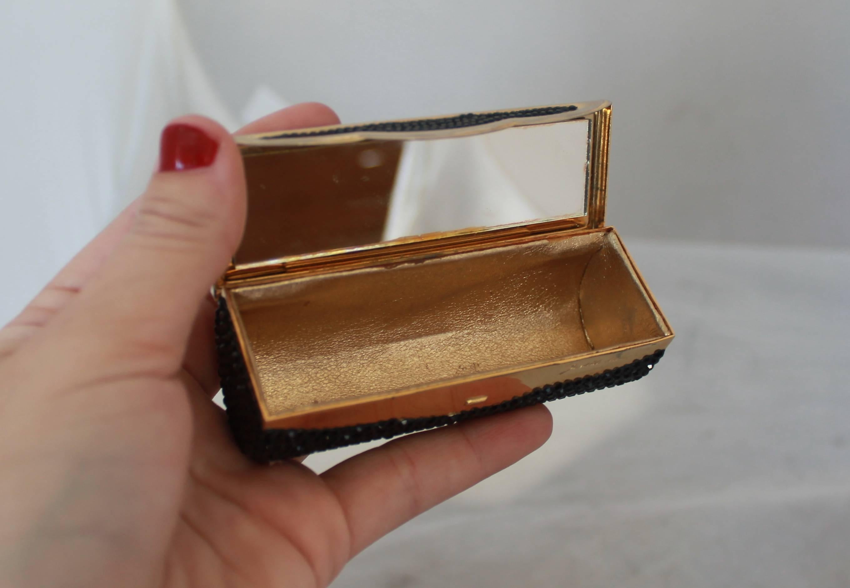 Judith Leiber Vintage Schwarz Strass Lippenstift Fall im Zustand „Gut“ in West Palm Beach, FL