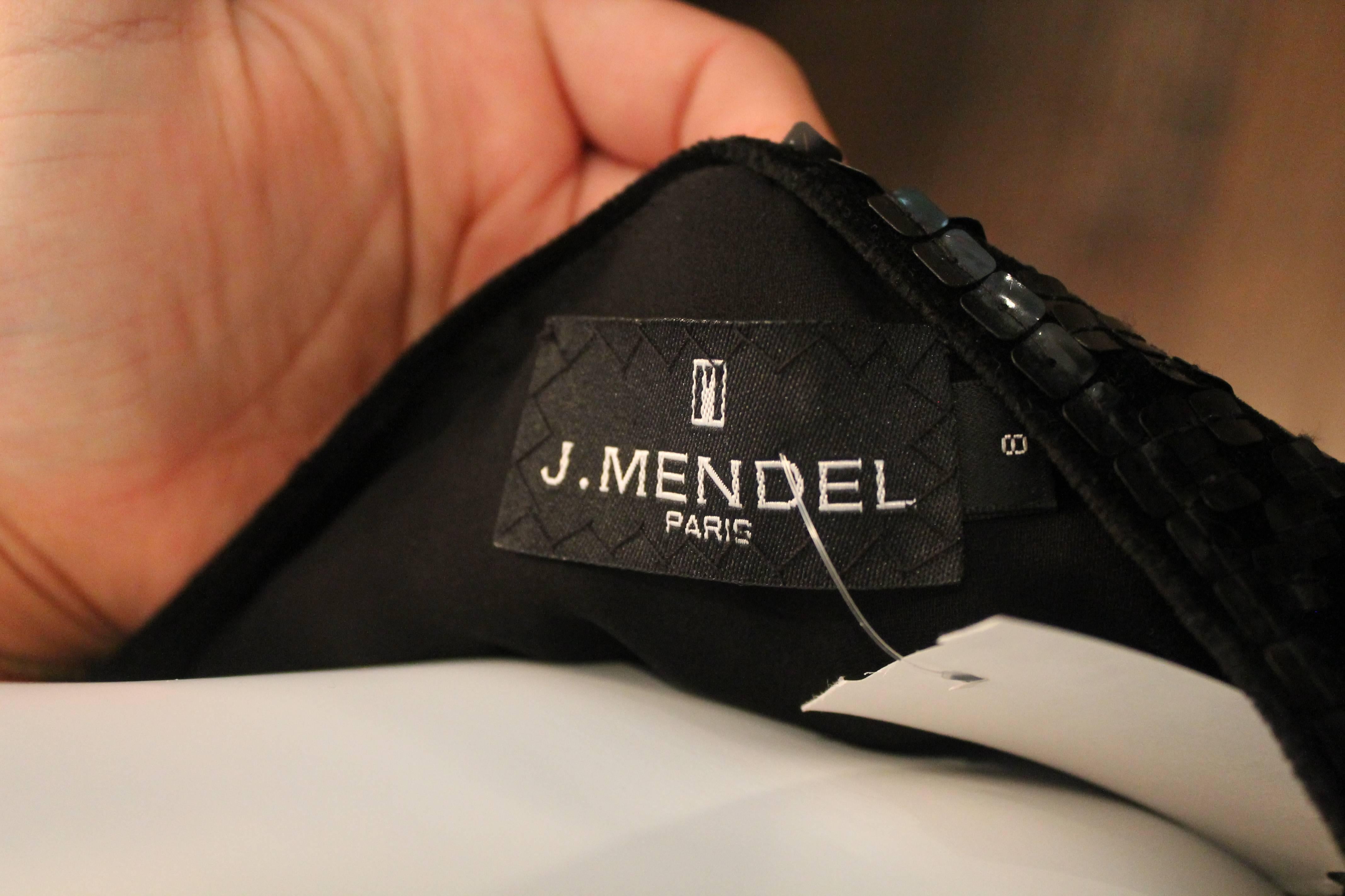J. Mendel Black Silk Skirt with Sequin Panels - 8 1