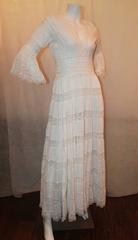 1970's Vintage White Lace & Cotton Mexican Wedding Dress - M