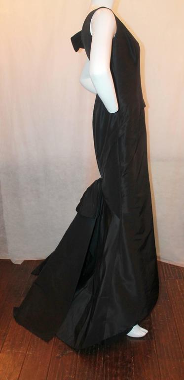 Oscar de la Renta Black Silk Taffeta Bustled Ball Gown at 1stDibs