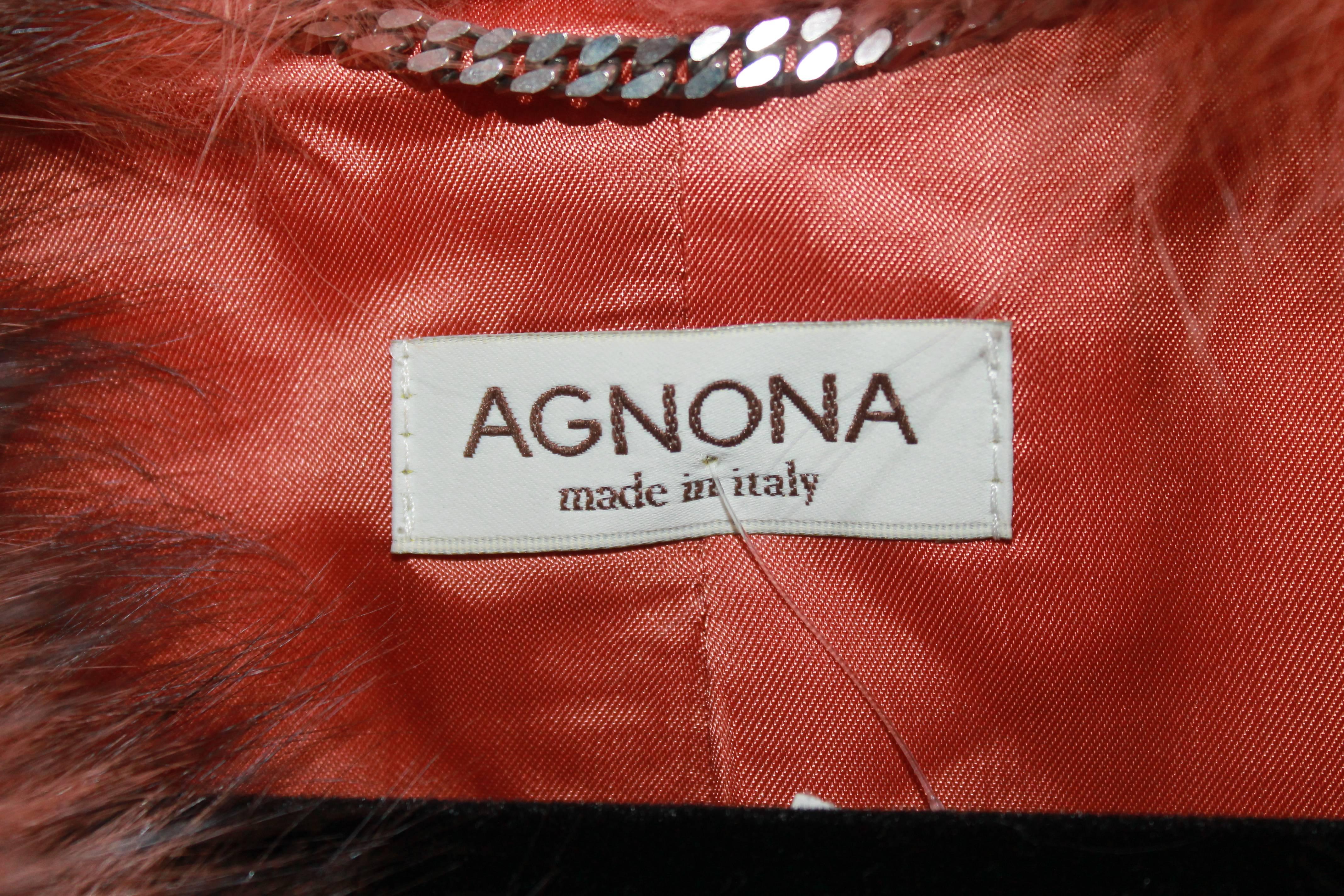 Agnona Burnt Orange Wool Jacket with Fox Collar - 30 2
