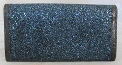 Jimmy Choo Blue Sparkle & Black Cracked Leather Clutch - GHW