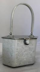Rialto NY 1950's Grey Lucite Hexagon Top Handle Handbag
