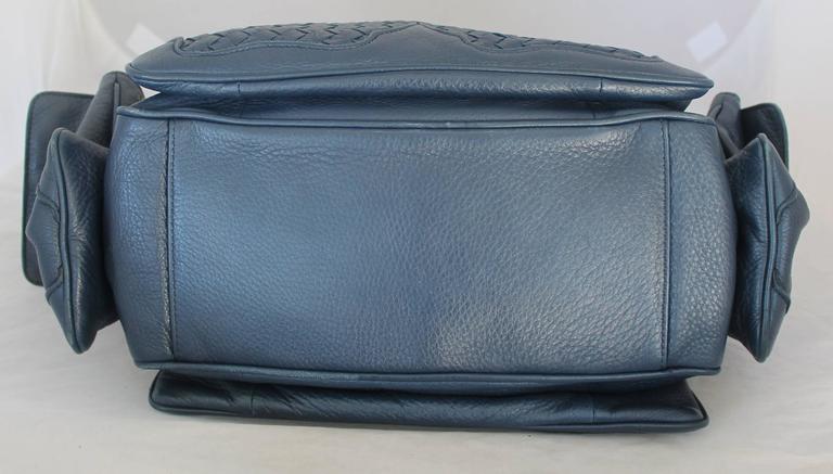 Bottega Veneta Navy Woven Leather Large Shoulder Bag For Sale at ...