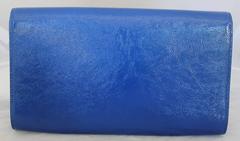 YSL Blue Patent "YSL" Logo Clutch
