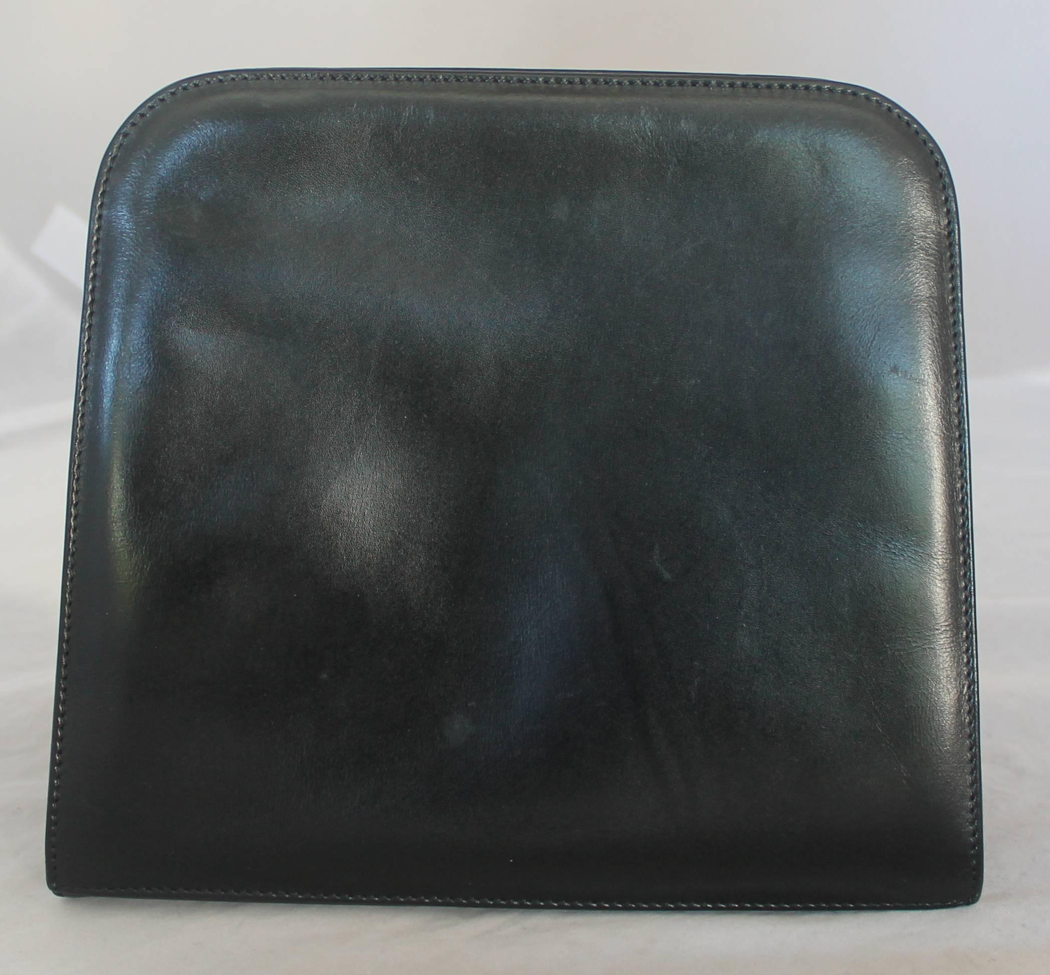 Women's Ferragamo Black Leather Square Clutch/Cross Body Bag - GHW - Circa 80's