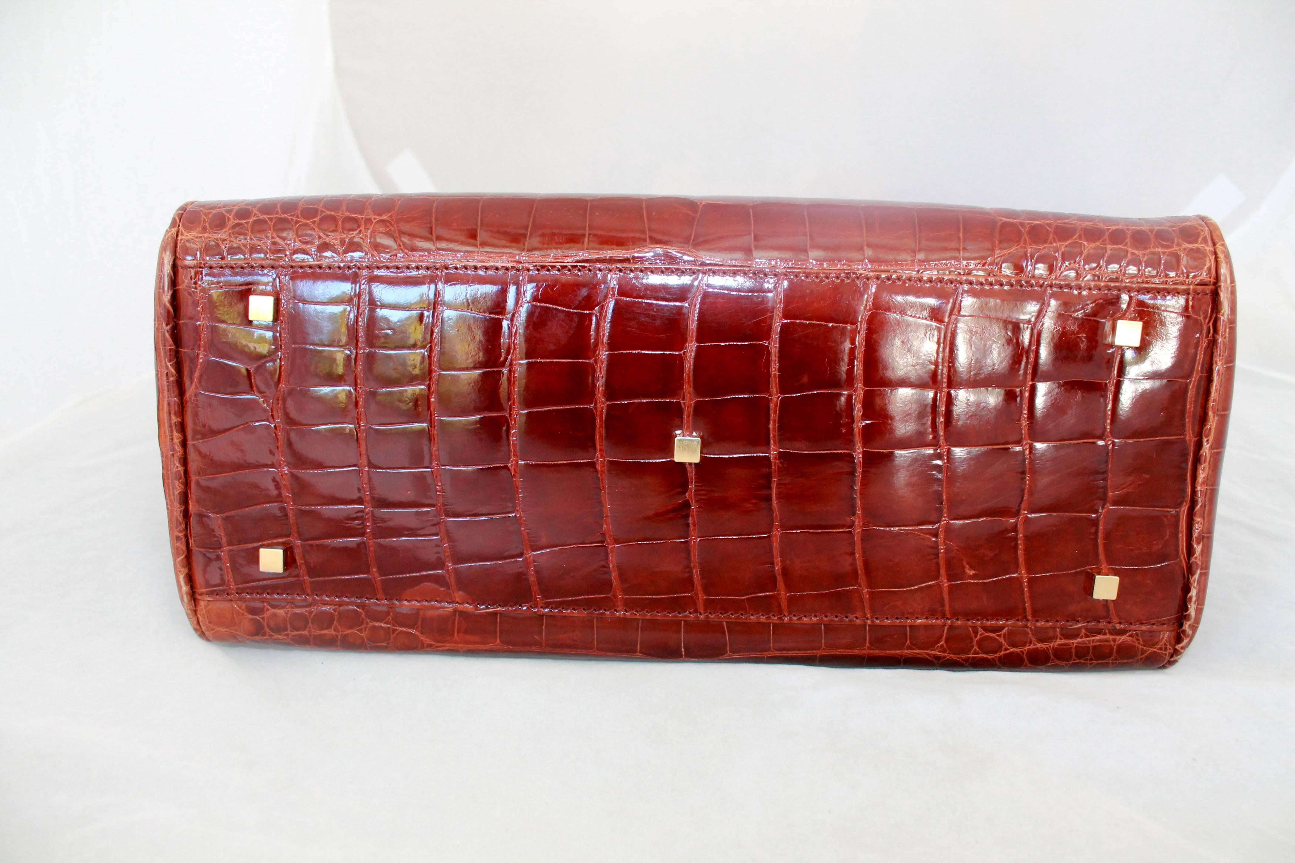 Suen Cooper Braune Alligator-Umhängetasche - GHW 1