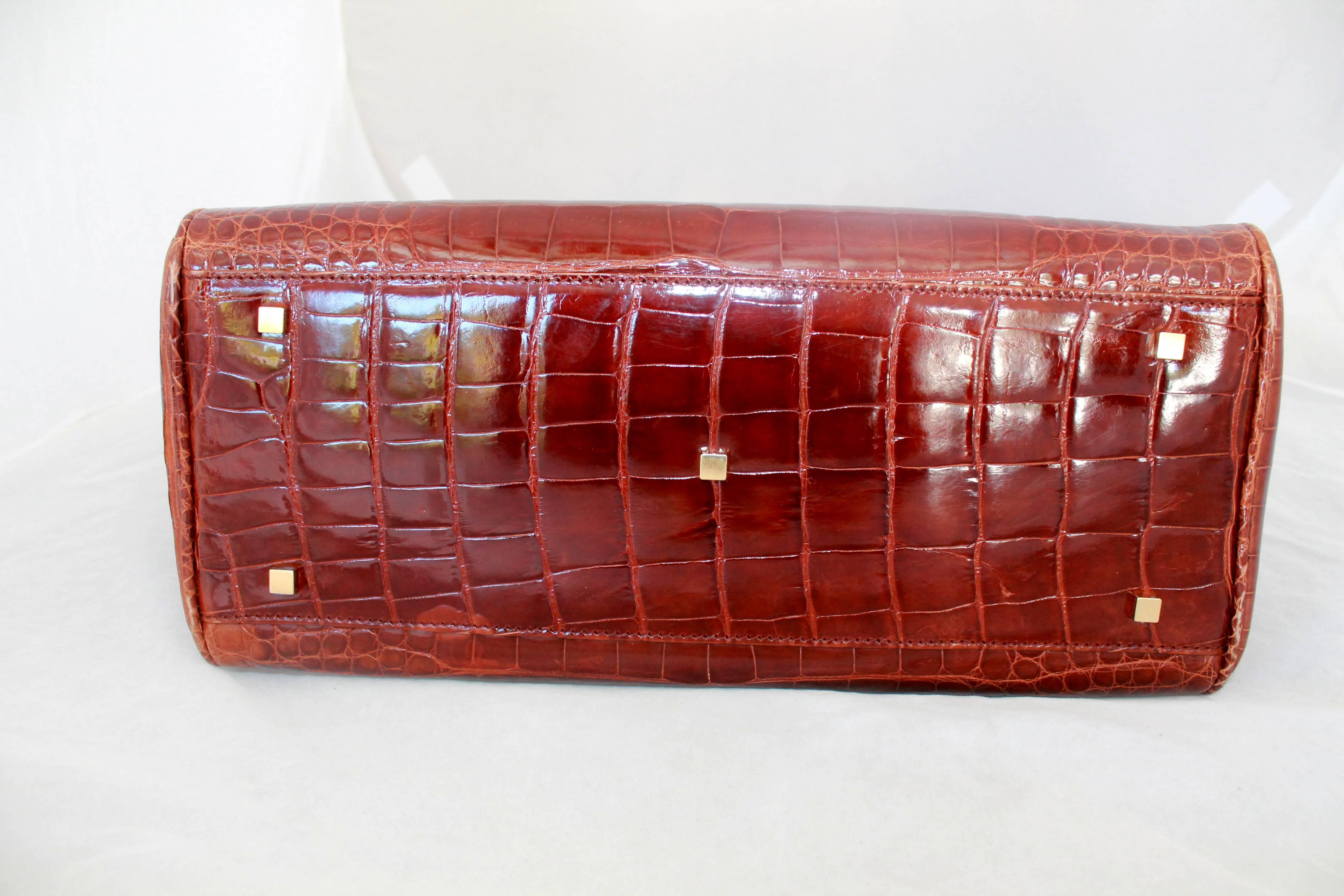 Suen Cooper Brown Alligator Shoulder Bag - GHW 1