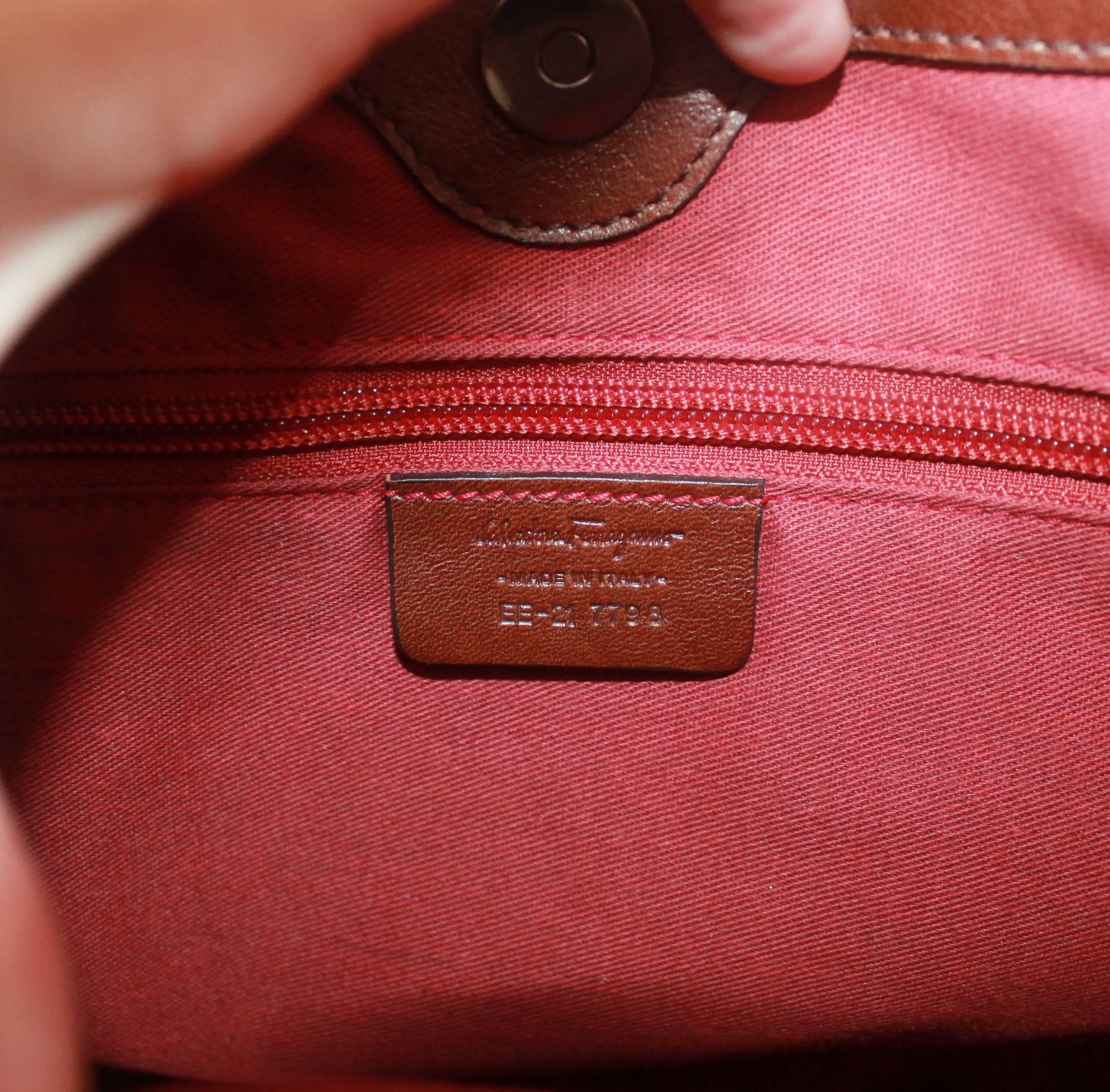 Salvatore Ferragamo Two-Toned Brown Leather Should Bag - SHW 3