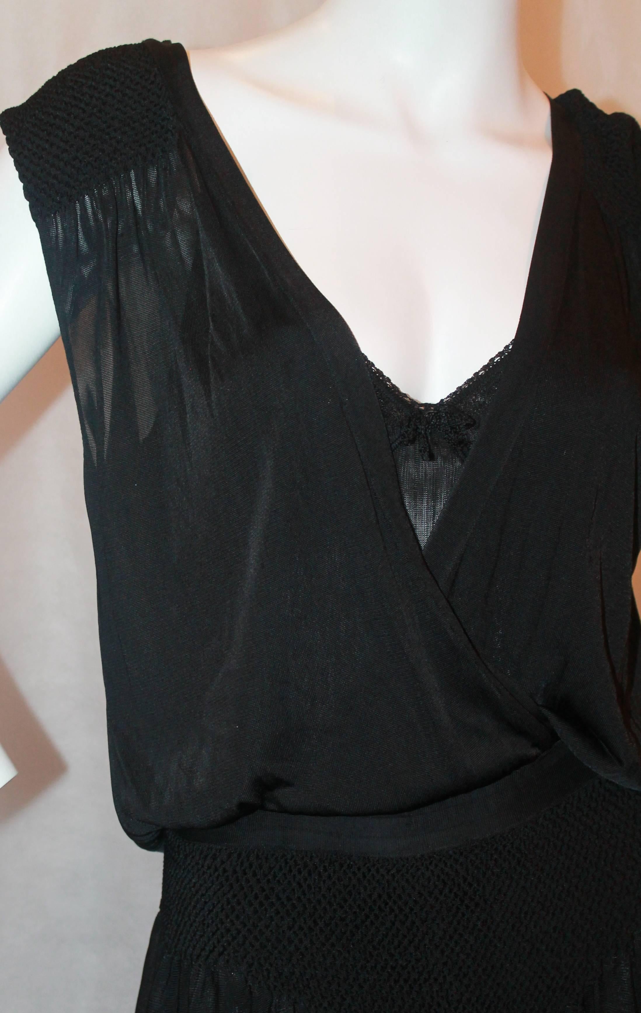 Women's Chanel Black Silk Knit Dress w/ silk knit slip - 2008 - 42 - NWT