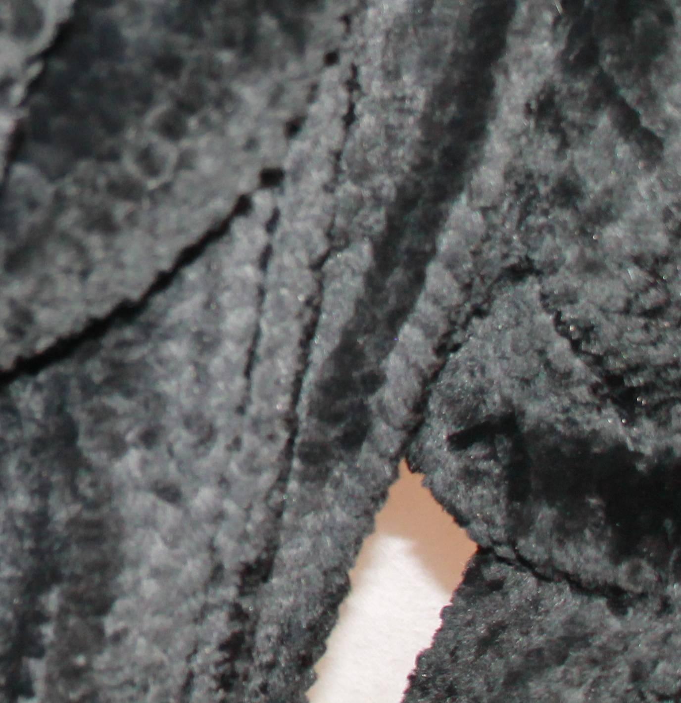 Sonia Rykiel Black Rabbit Knit Fur Zip Up Jacket w/ Hood-Medium - Circa 90's 1