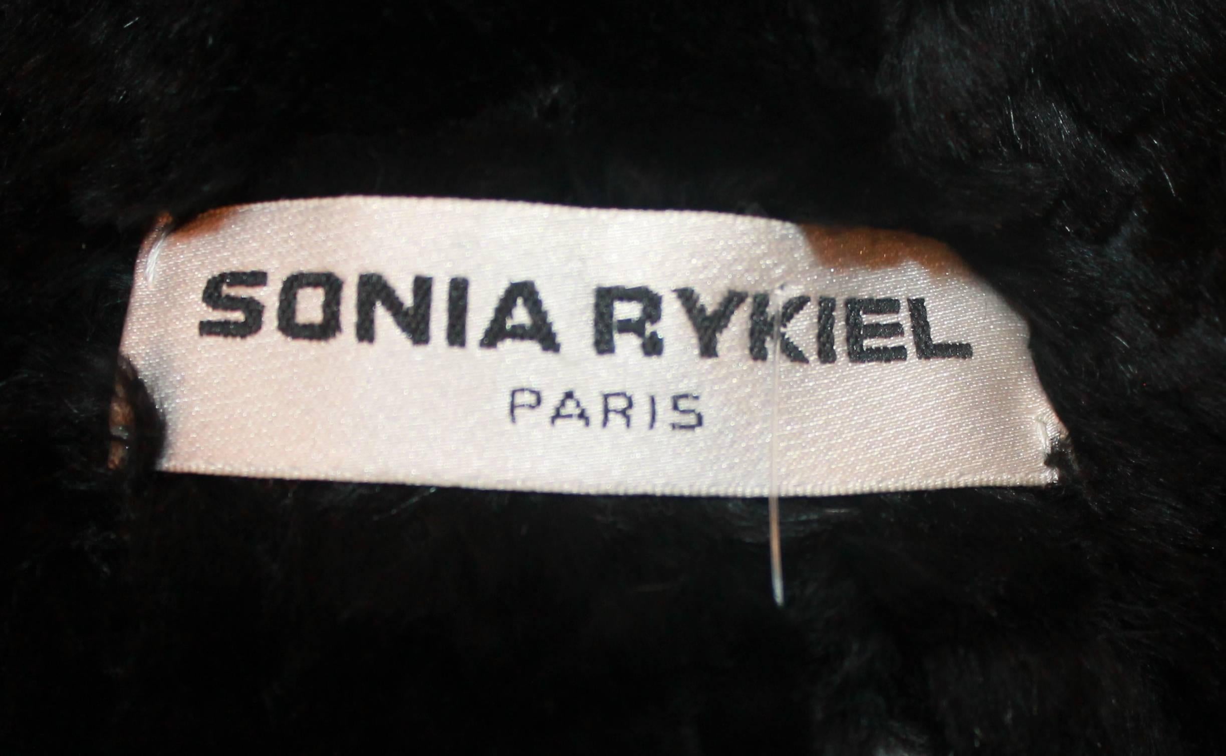Sonia Rykiel Black Rabbit Knit Fur Zip Up Jacket w/ Hood-Medium - Circa 90's 2