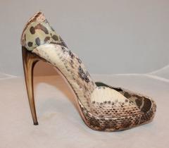 Alexander McQueen Earthtone Snake Skin & Lizard Patchwork Pumps - 41