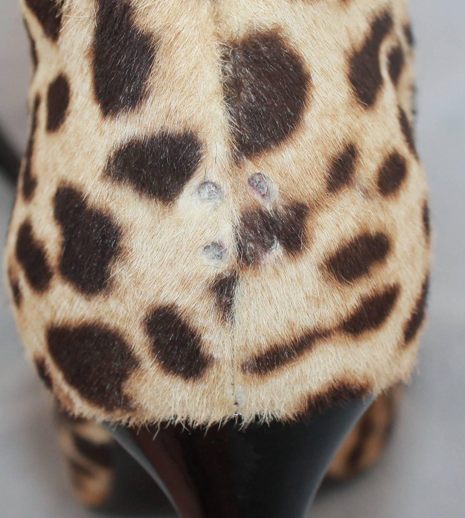 Roberto Cavalli Leopard Print Pony Haar Knie hohe Stilleto Stiefel - 40 3